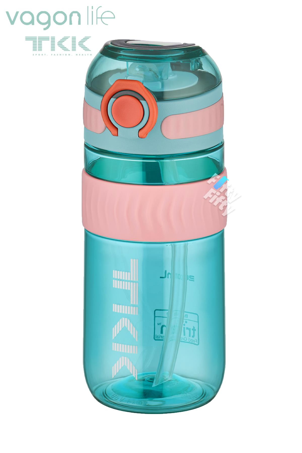 TKK 550 ML Pipetli Bpa İçermeyen Taşıma Kulplu Tritan Su Matarası FFTKK1016-550MLPipetli