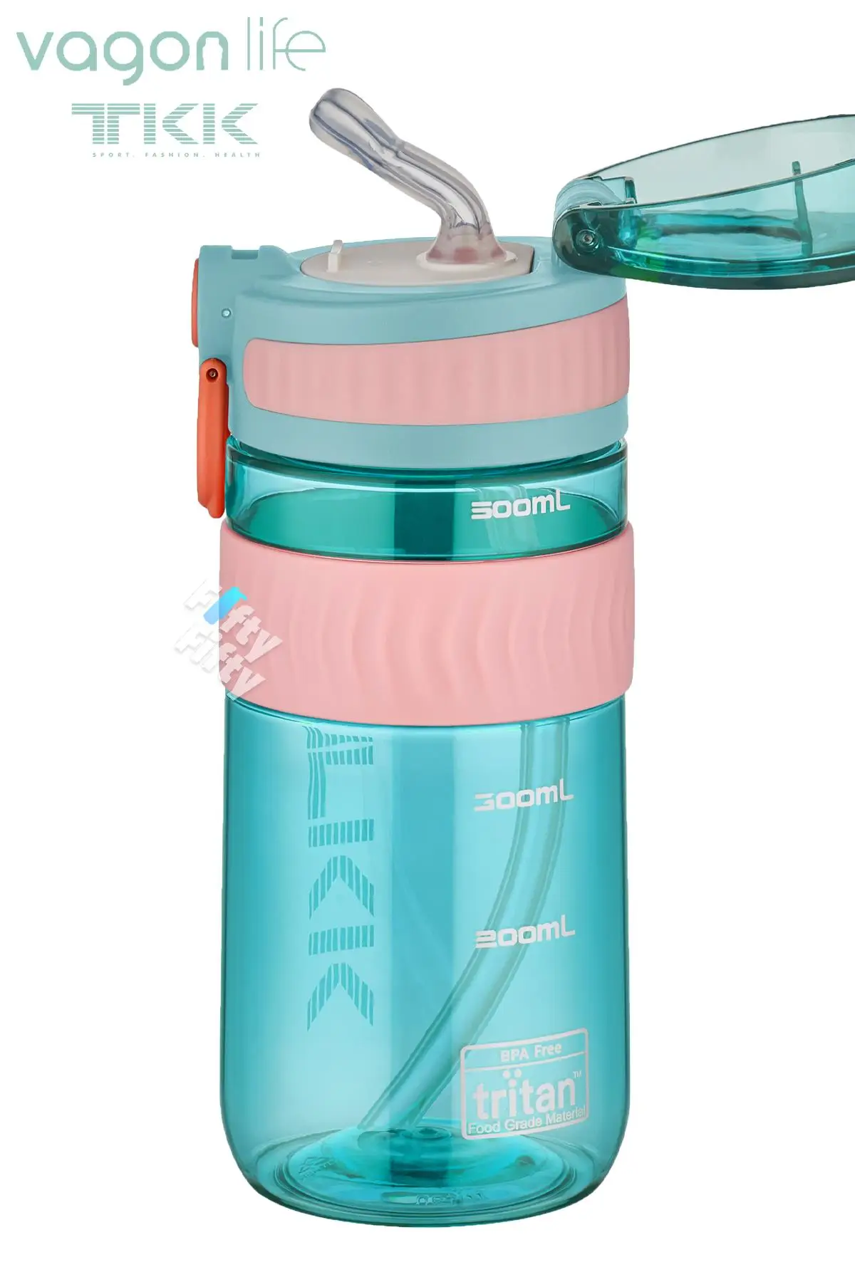 TKK 550 ML Pipetli Bpa İçermeyen Taşıma Kulplu Tritan Su Matarası FFTKK1016-550MLPipetli