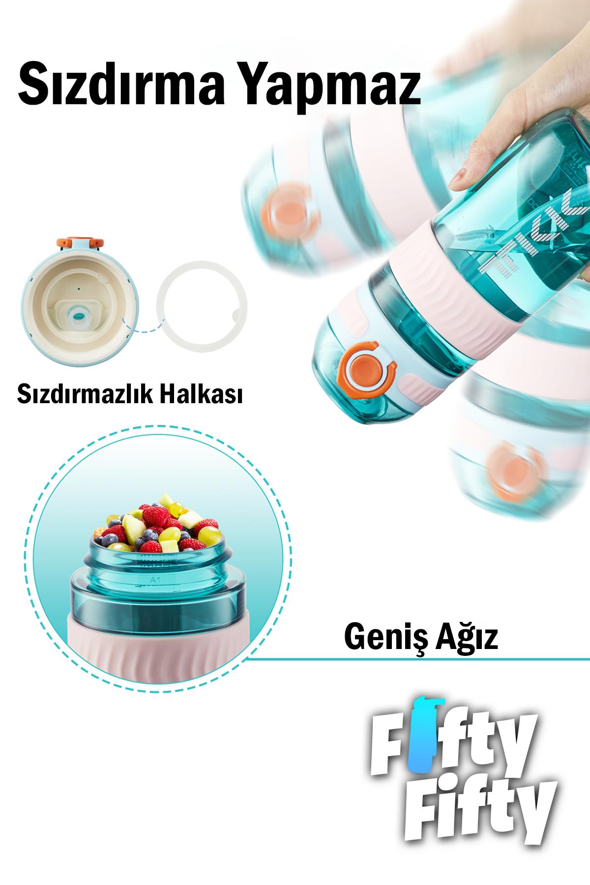 TKK 550 ML Pipetli Bpa İçermeyen Taşıma Kulplu Tritan Su Matarası FFTKK1016-550MLPipetli