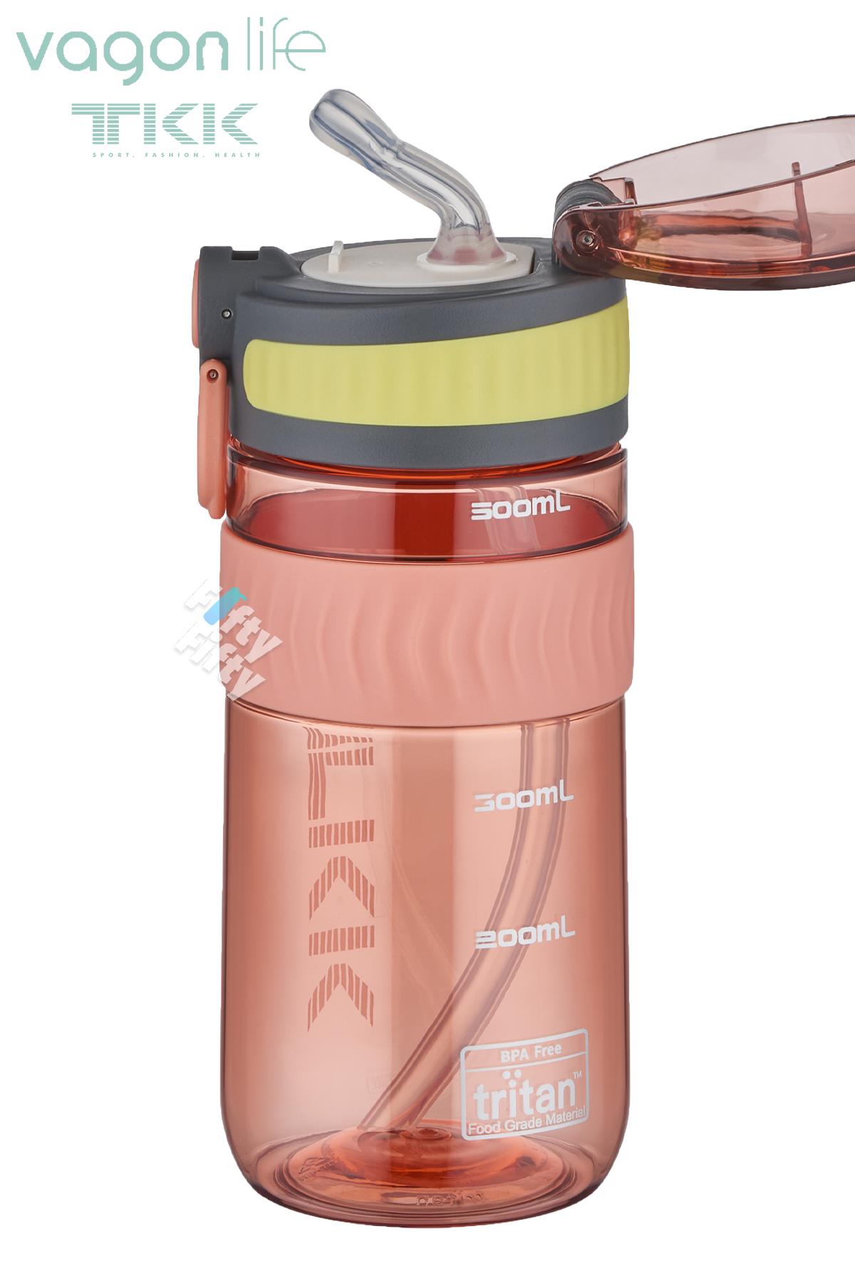 TKK 550 ML Pipetli Bpa İçermeyen Taşıma Kulplu Tritan Su Matarası FFTKK1016-550MLPipetli