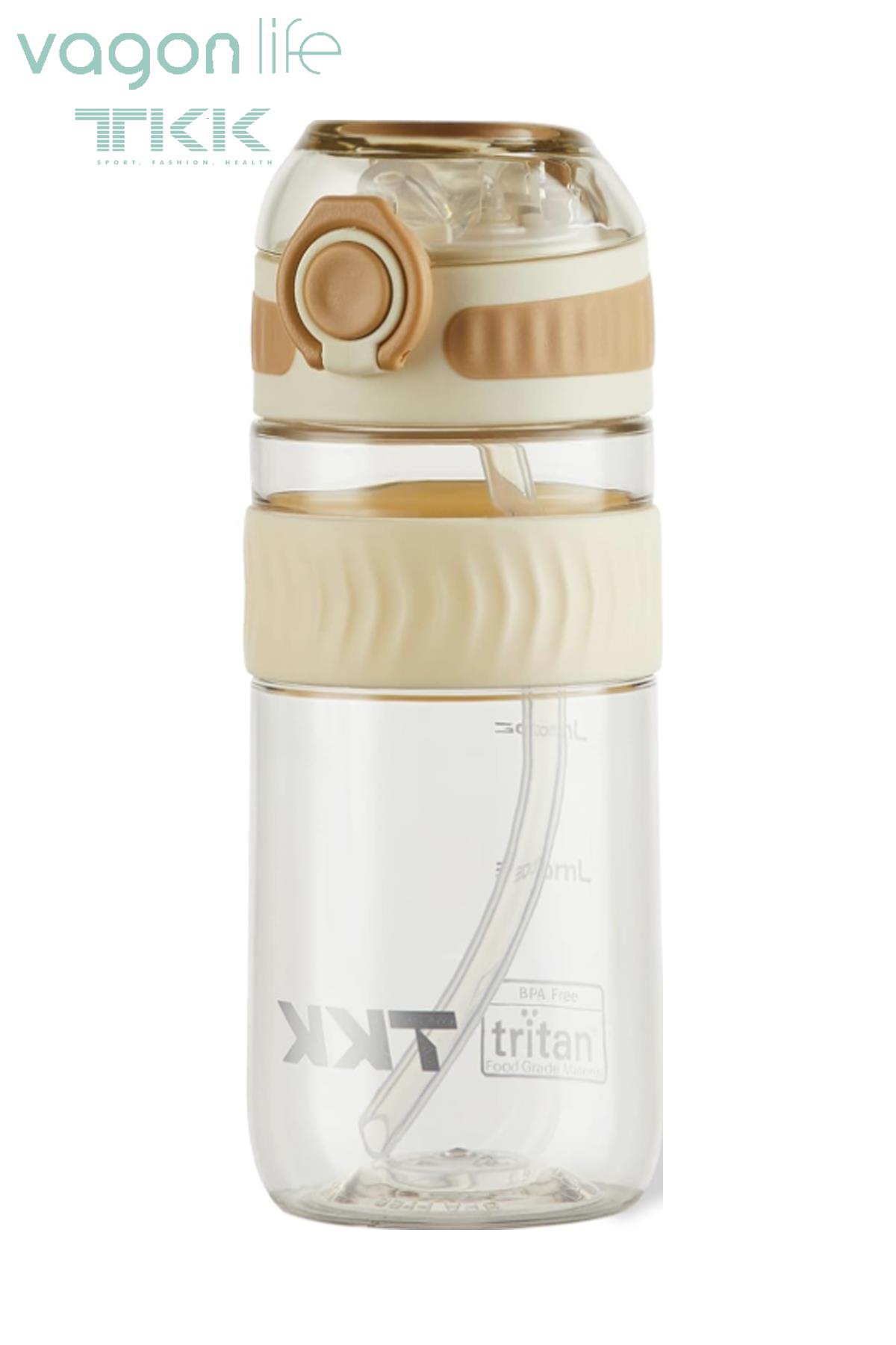TKK 550 ML Pipetli Bpa İçermeyen Taşıma Kulplu Tritan Su Matarası FFTKK1016-550MLPipetli - Kahverengi