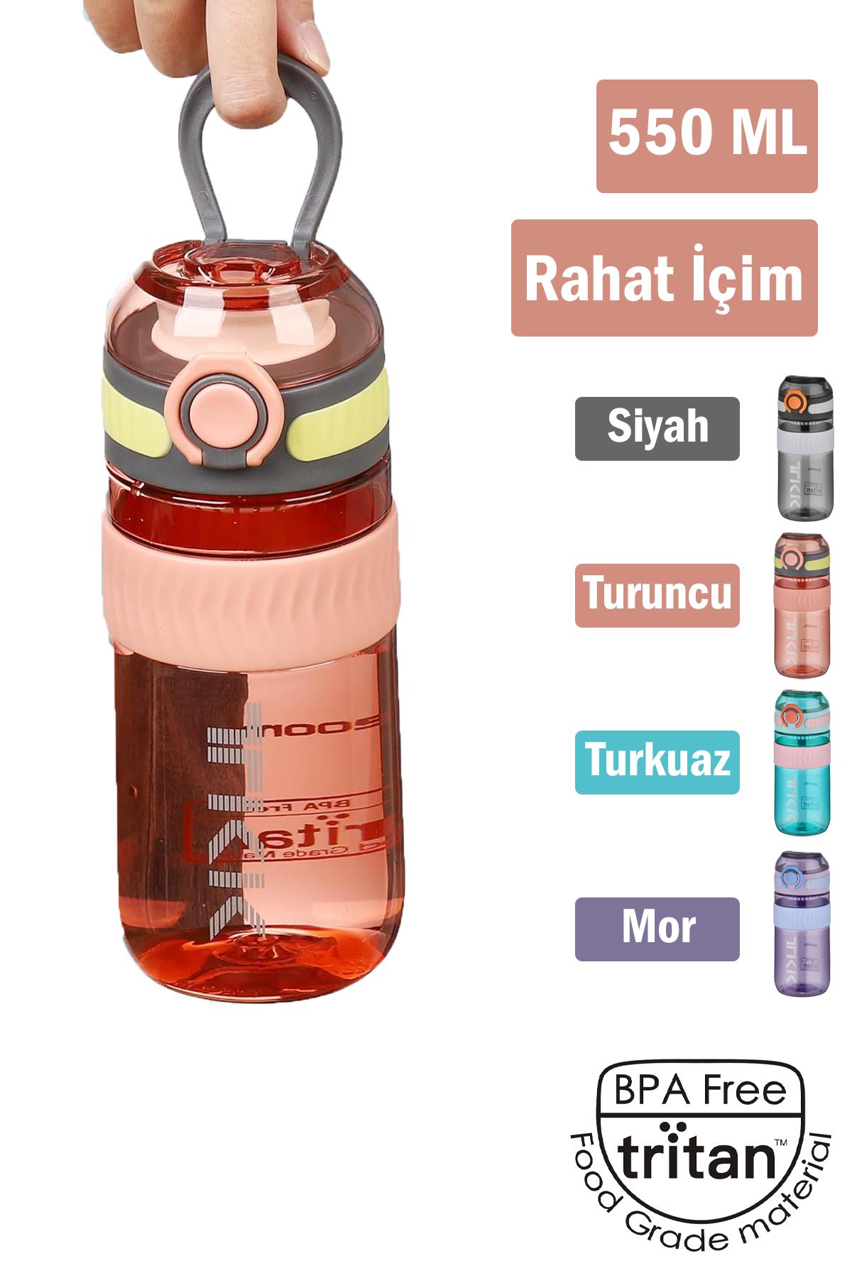 TKK 550 ML Rahat İçim (U Ağızlı) Bpa İçermeyen Taşıma Kulplu Tritan Su Matarası FFTKK1016-550ML