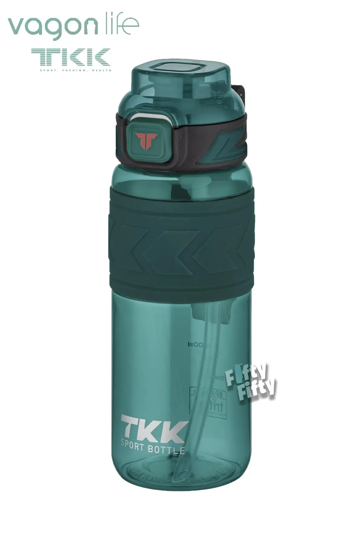 TKK 600 ML Çift Kullanım Pipetli/Rahat içim Bpa İçermeyen Taşıma Askılı Tritan Su Matarası FFTKK1019-600 - Yeşil