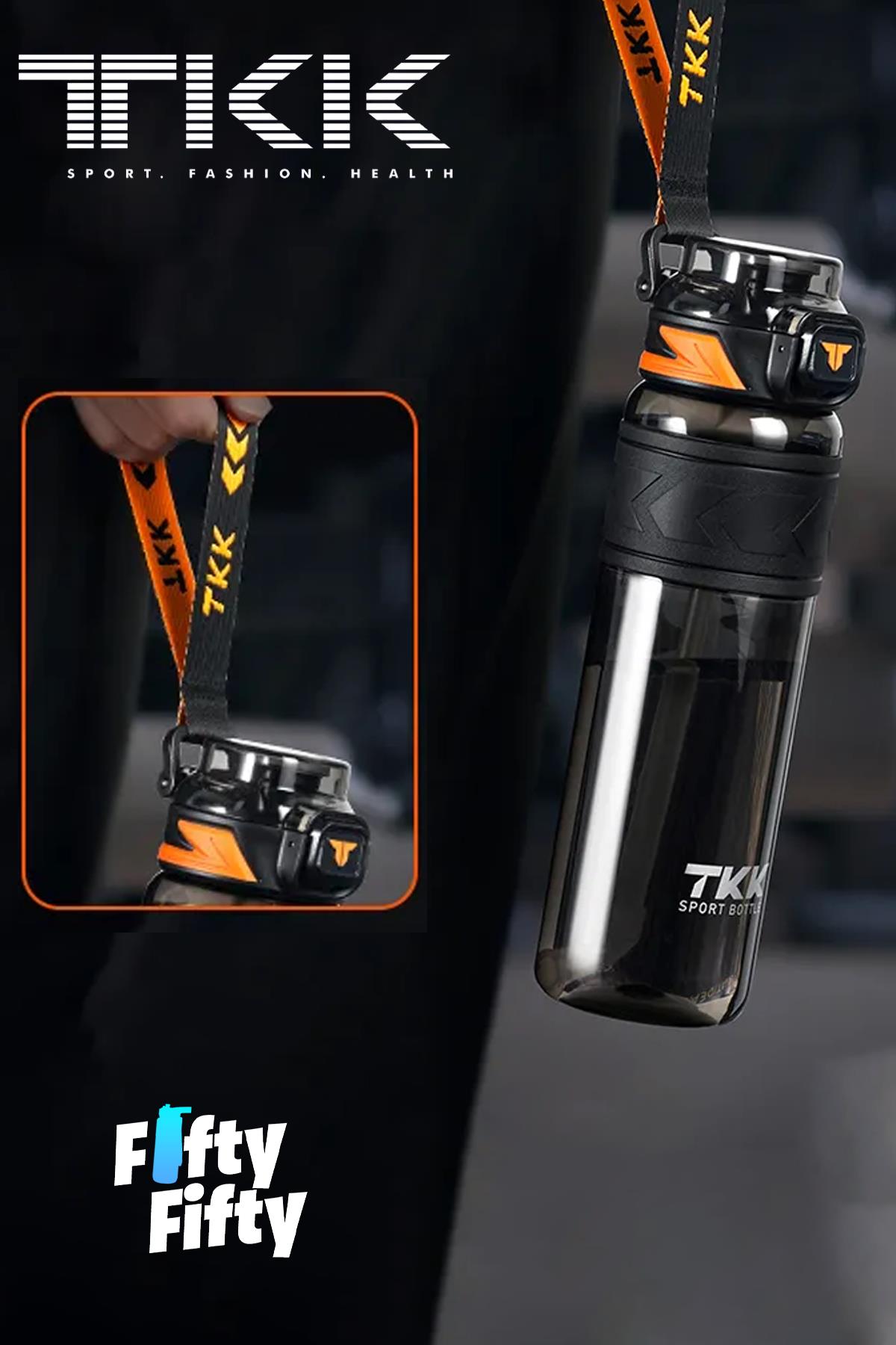 TKK 600 ML Çift Kullanım Pipetli/Rahat içim Bpa İçermeyen Taşıma Askılı Tritan Su Matarası FFTKK1019-600
