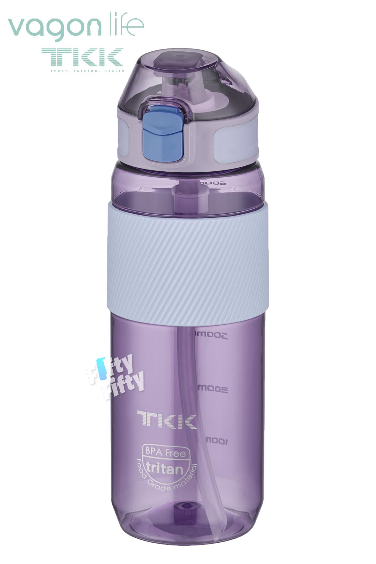 TKK 700 ML Kalın Isırılamaz Pipetli Bpa İçermeyen Taşıma Kulplu Tritan Su Matarası FFTKK1003-700ML