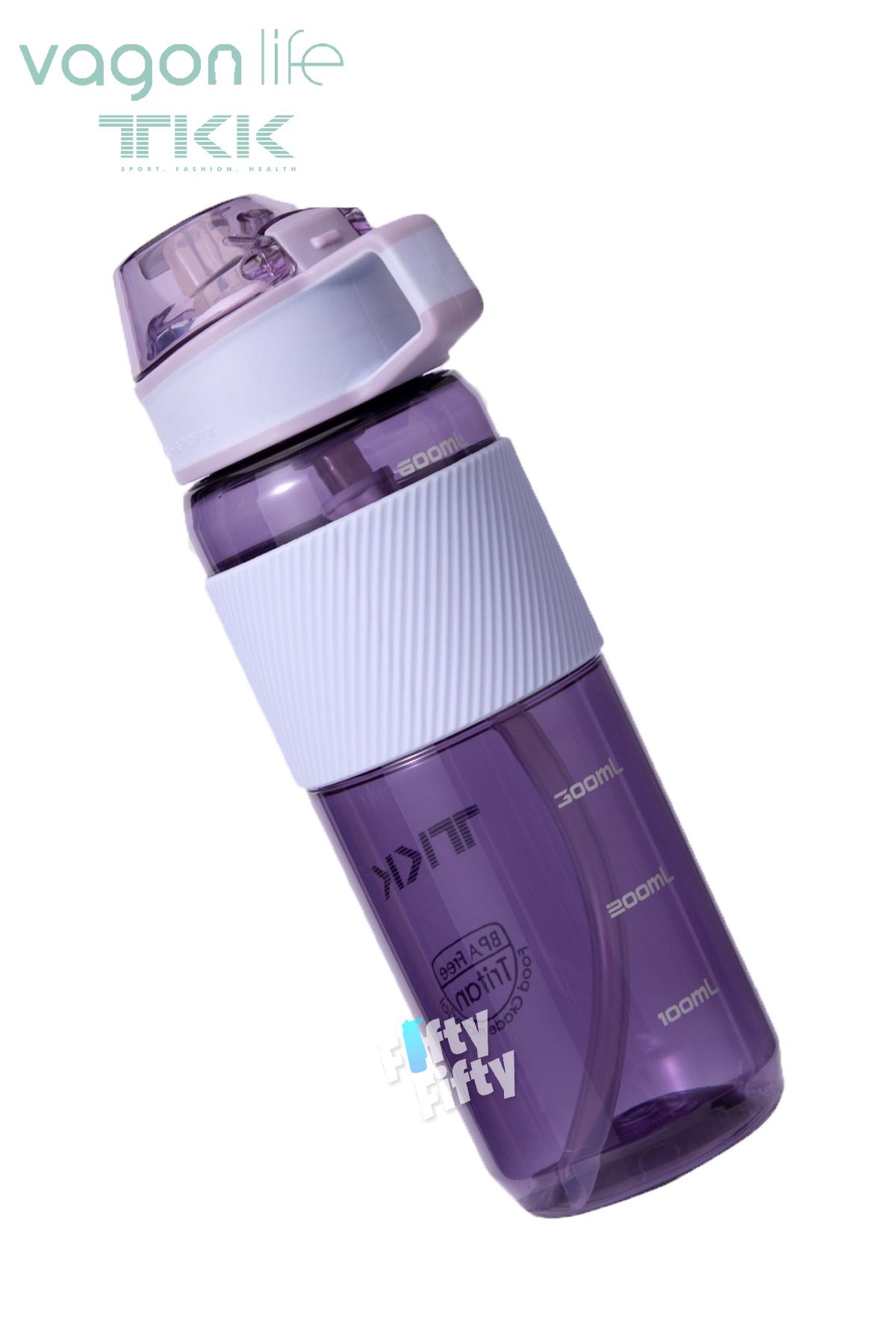 TKK 700 ML Kalın Isırılamaz Pipetli Bpa İçermeyen Taşıma Kulplu Tritan Su Matarası FFTKK1003-700ML