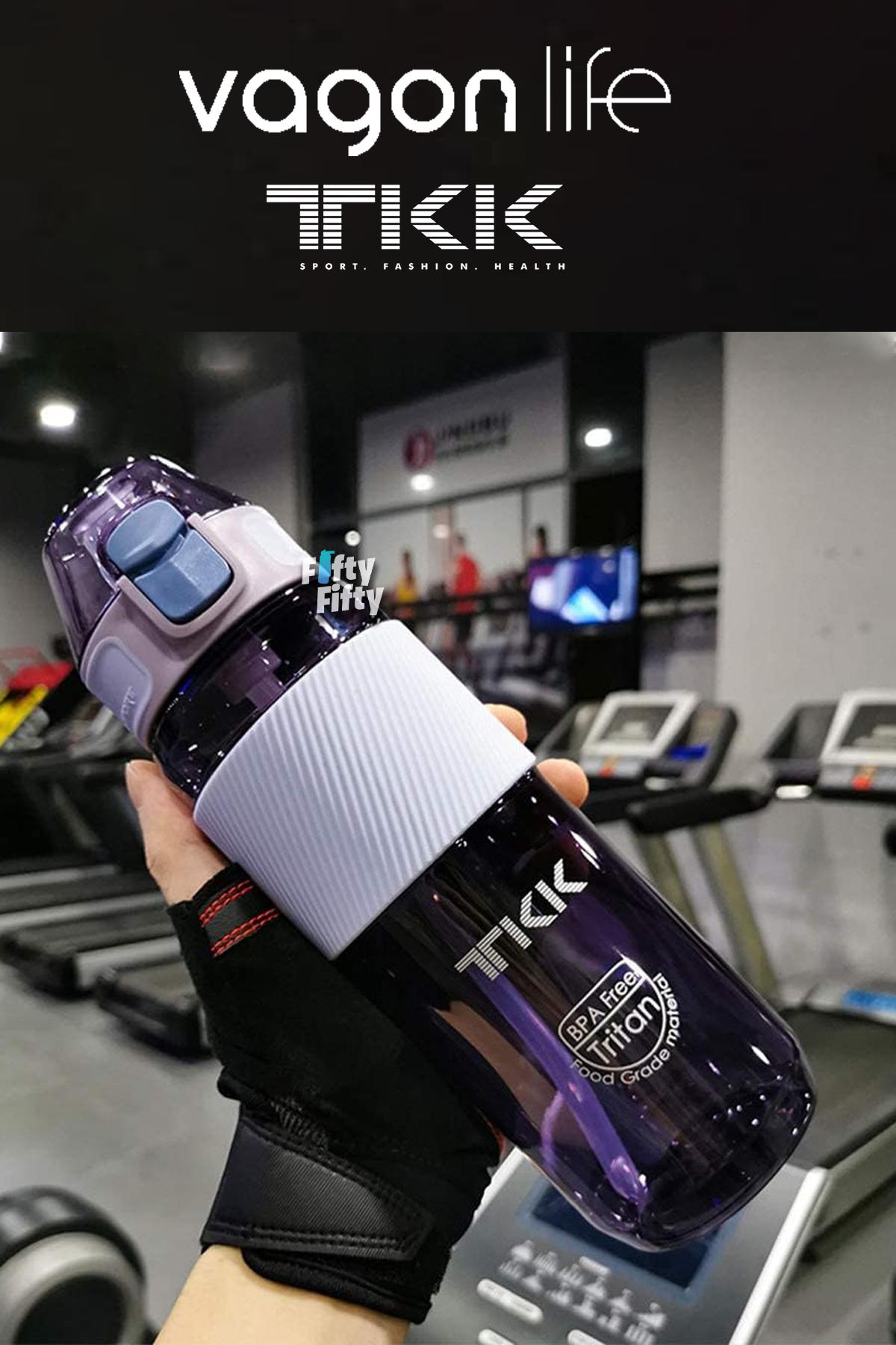 TKK 700 ML Kalın Isırılamaz Pipetli Bpa İçermeyen Taşıma Kulplu Tritan Su Matarası FFTKK1003-700ML