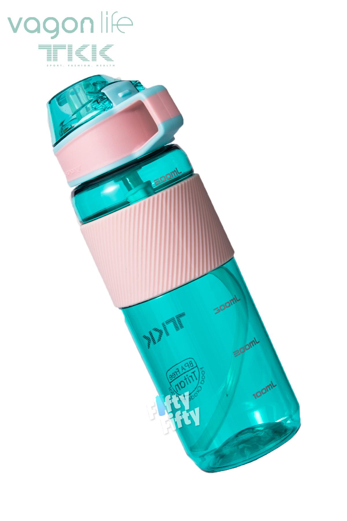 TKK 700 ML Kalın Isırılamaz Pipetli Bpa İçermeyen Taşıma Kulplu Tritan Su Matarası FFTKK1003-700ML