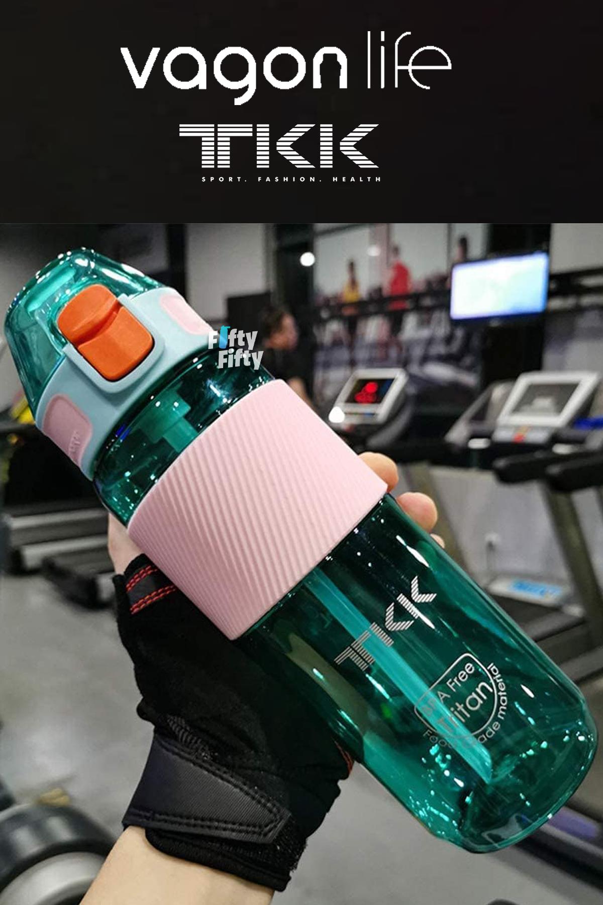 TKK 700 ML Kalın Isırılamaz Pipetli Bpa İçermeyen Taşıma Kulplu Tritan Su Matarası FFTKK1003-700ML