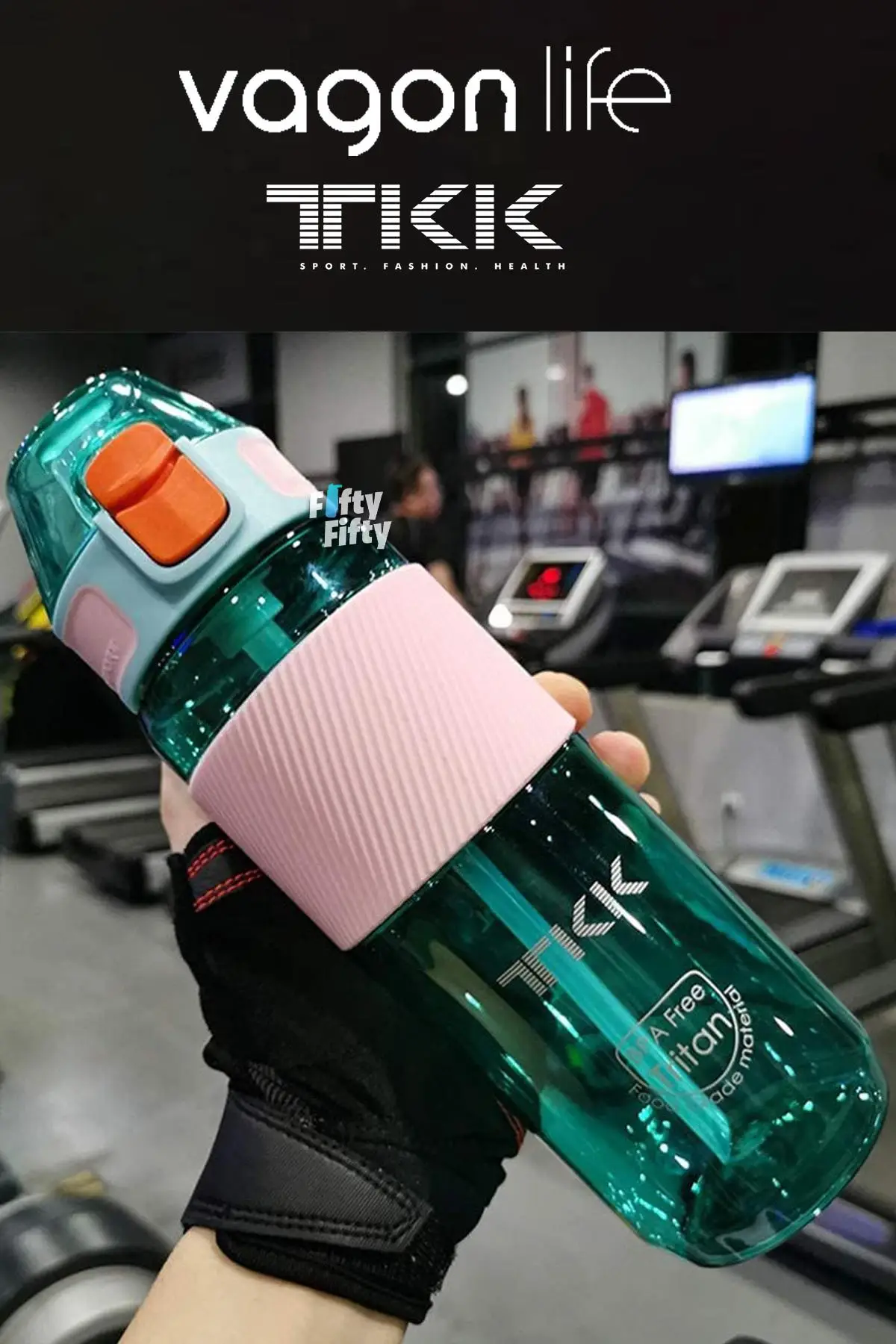 TKK 700 ML Kalın Isırılamaz Pipetli Bpa İçermeyen Taşıma Kulplu Tritan Su Matarası FFTKK1003-700ML
