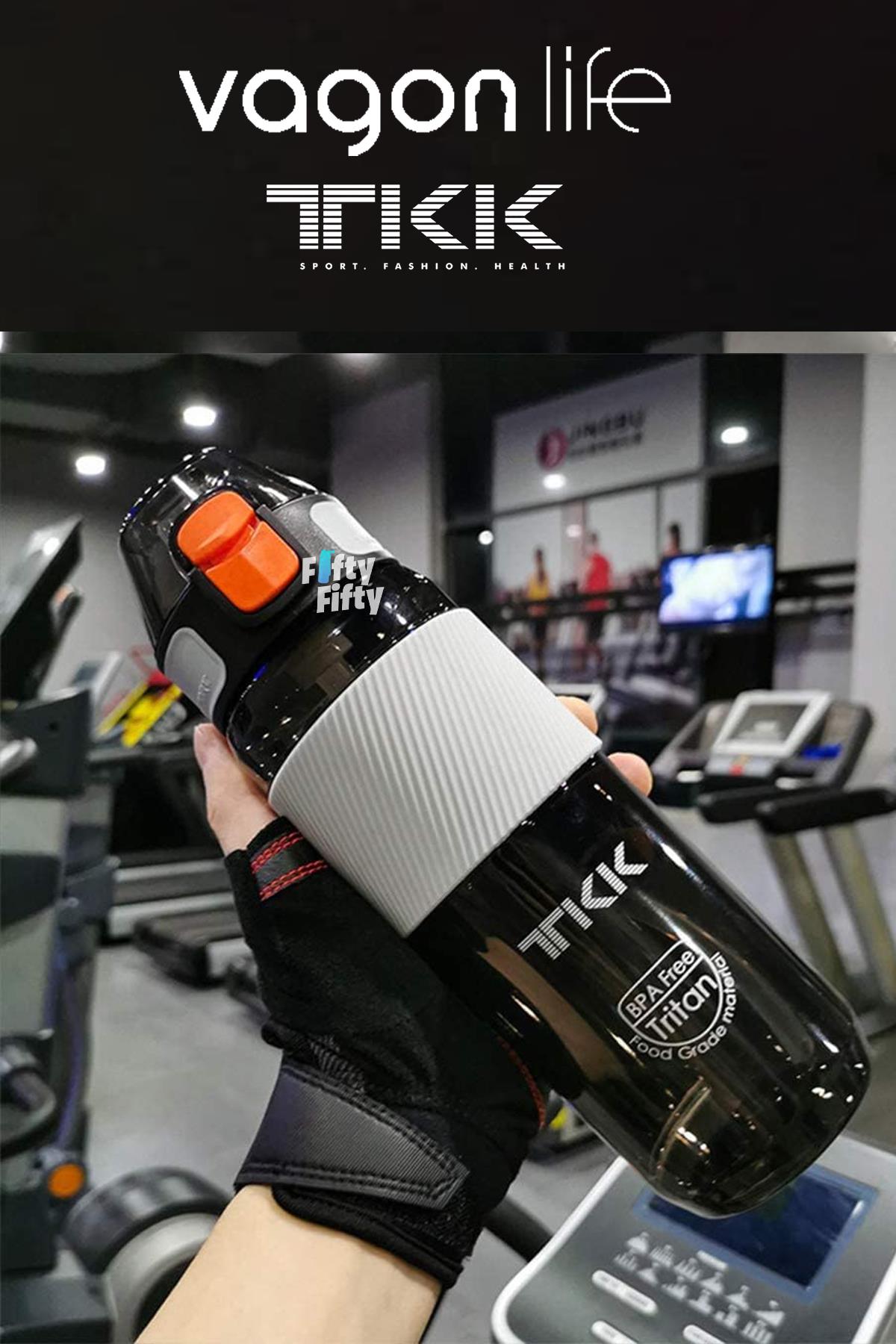 TKK 700 ML Kalın Isırılamaz Pipetli Bpa İçermeyen Taşıma Kulplu Tritan Su Matarası FFTKK1003-700ML