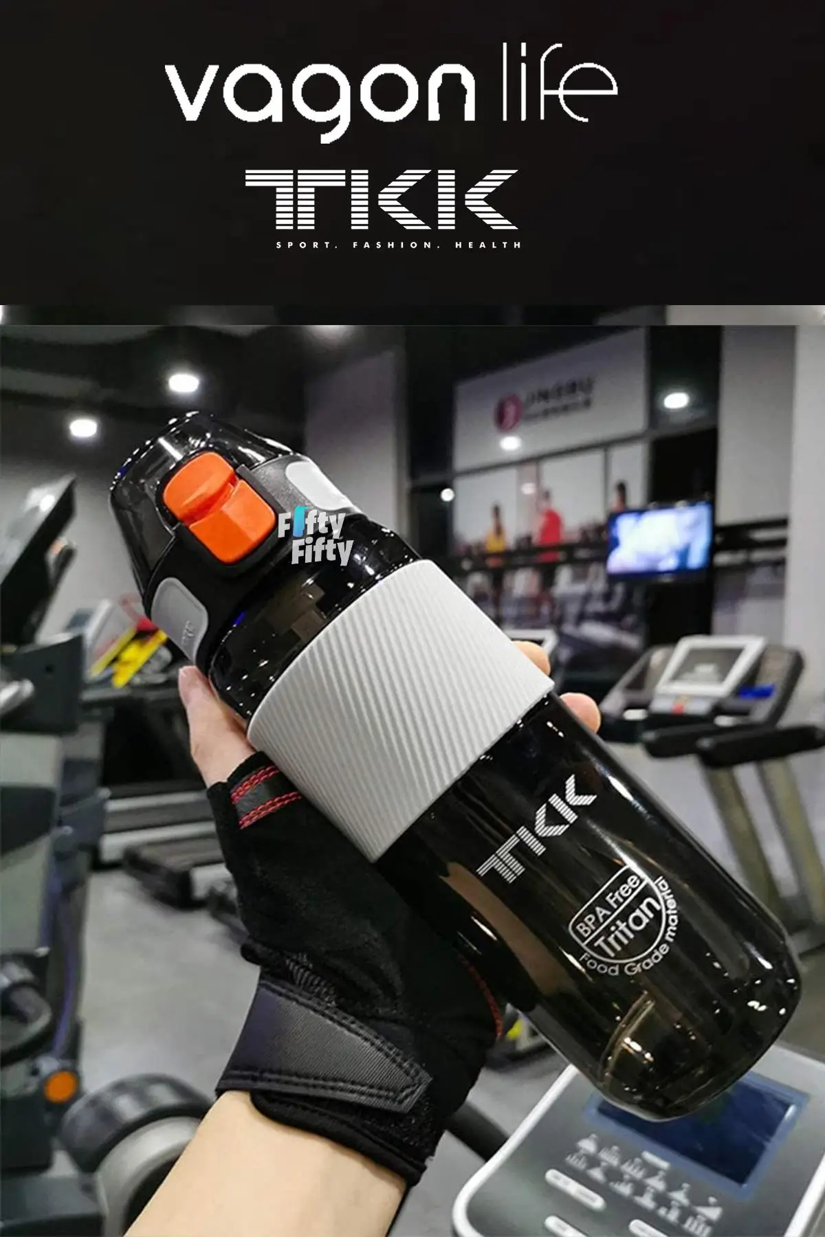 TKK 700 ML Kalın Isırılamaz Pipetli Bpa İçermeyen Taşıma Kulplu Tritan Su Matarası FFTKK1003-700ML