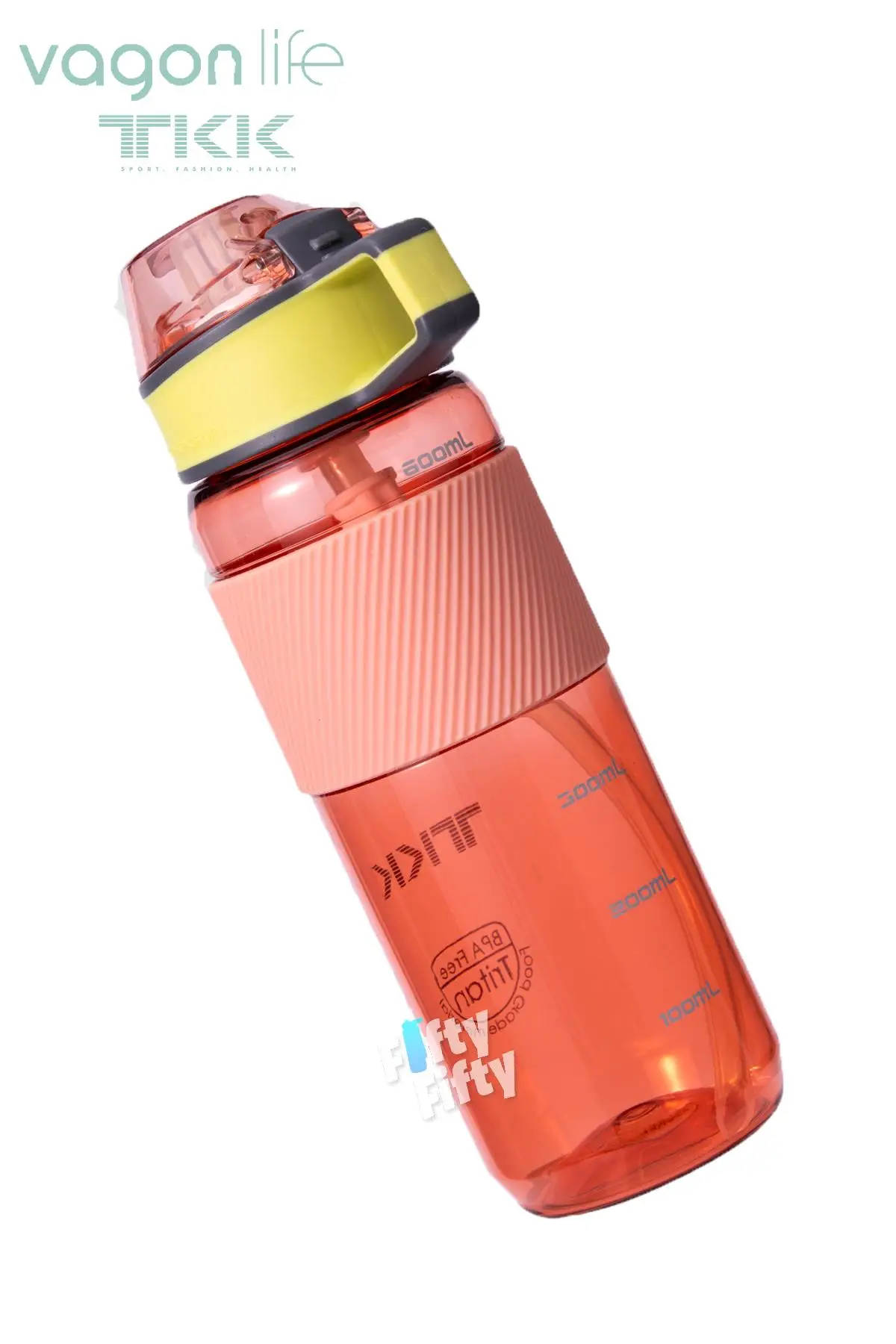 TKK 700 ML Kalın Isırılamaz Pipetli Bpa İçermeyen Taşıma Kulplu Tritan Su Matarası FFTKK1003-700ML