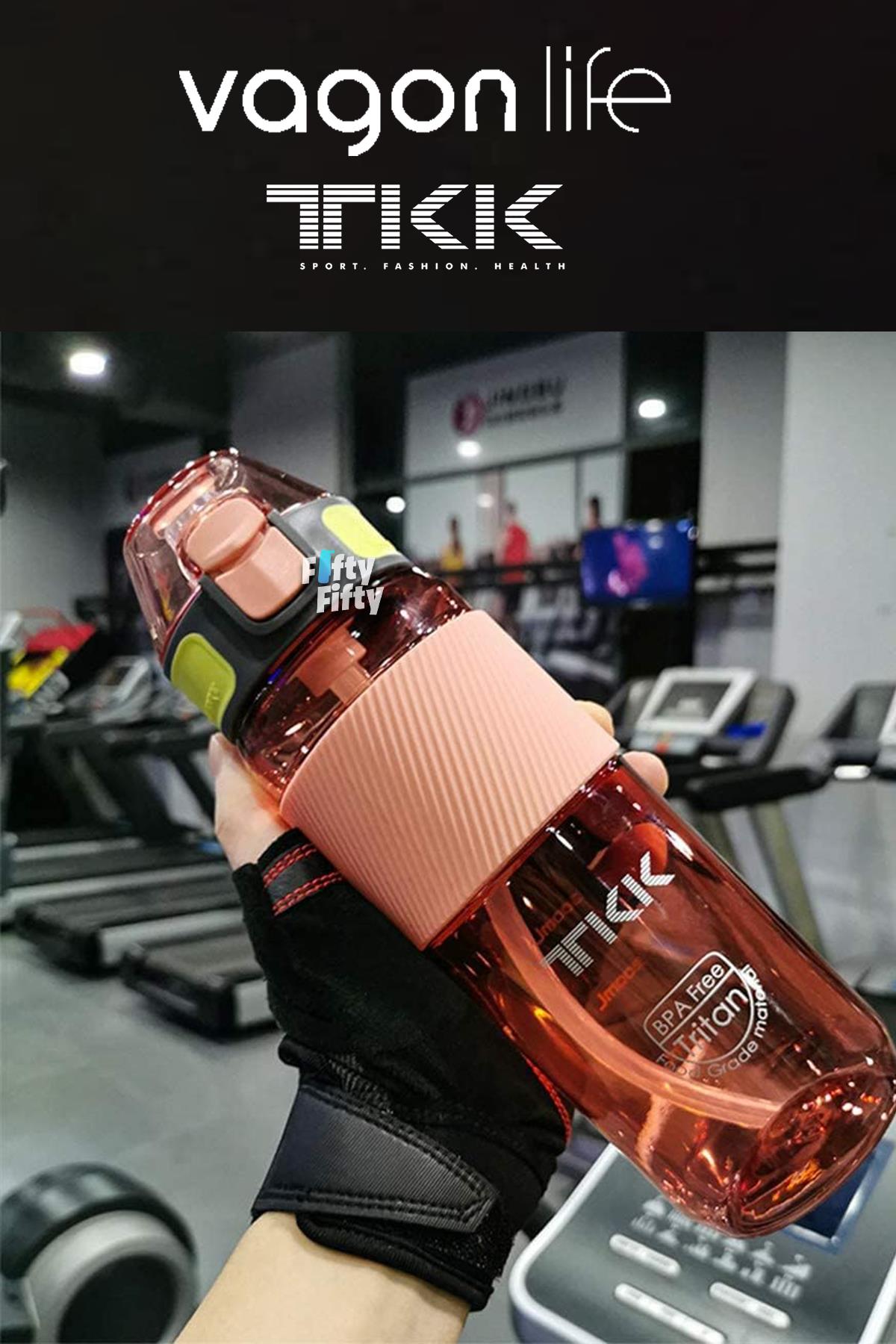 TKK 700 ML Kalın Isırılamaz Pipetli Bpa İçermeyen Taşıma Kulplu Tritan Su Matarası FFTKK1003-700ML