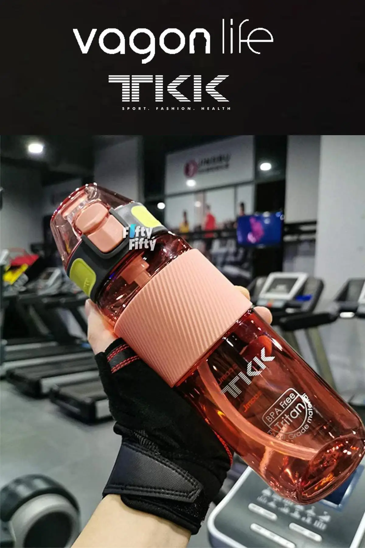 TKK 700 ML Kalın Isırılamaz Pipetli Bpa İçermeyen Taşıma Kulplu Tritan Su Matarası FFTKK1003-700ML