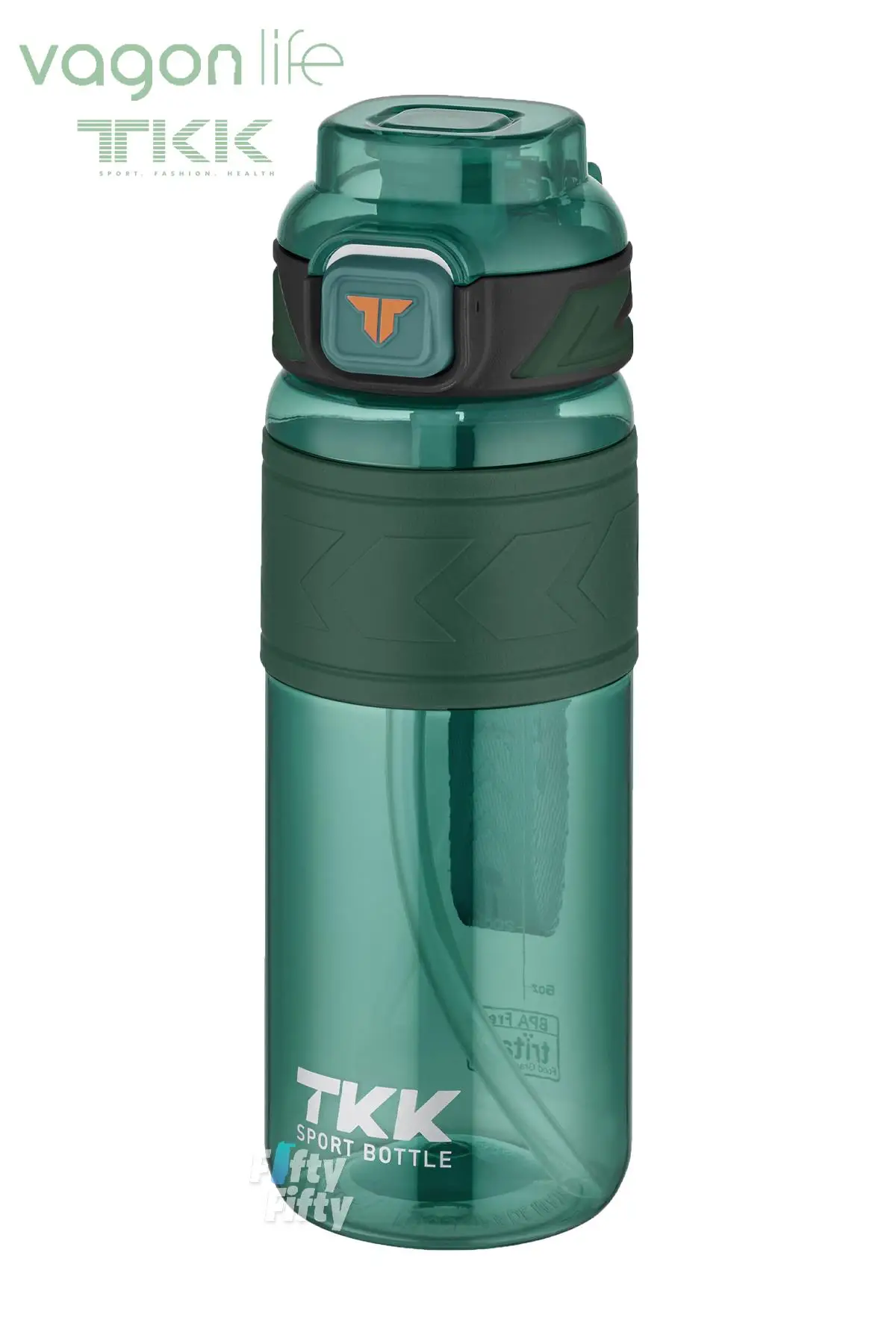 TKK 800 ML Çift Kullanım Pipetli/Rahat içim Bpa İçermeyen Taşıma Askılı Tritan Su Matarası FFTKK1020-800ML - Yeşil