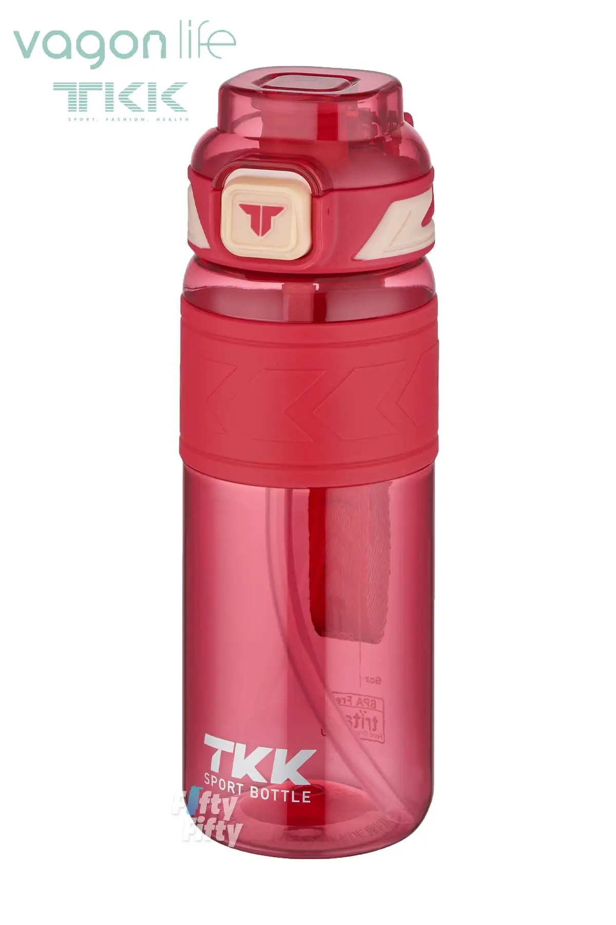TKK 800 ML Çift Kullanım Pipetli/Rahat içim Bpa İçermeyen Taşıma Askılı Tritan Su Matarası FFTKK1020-800ML