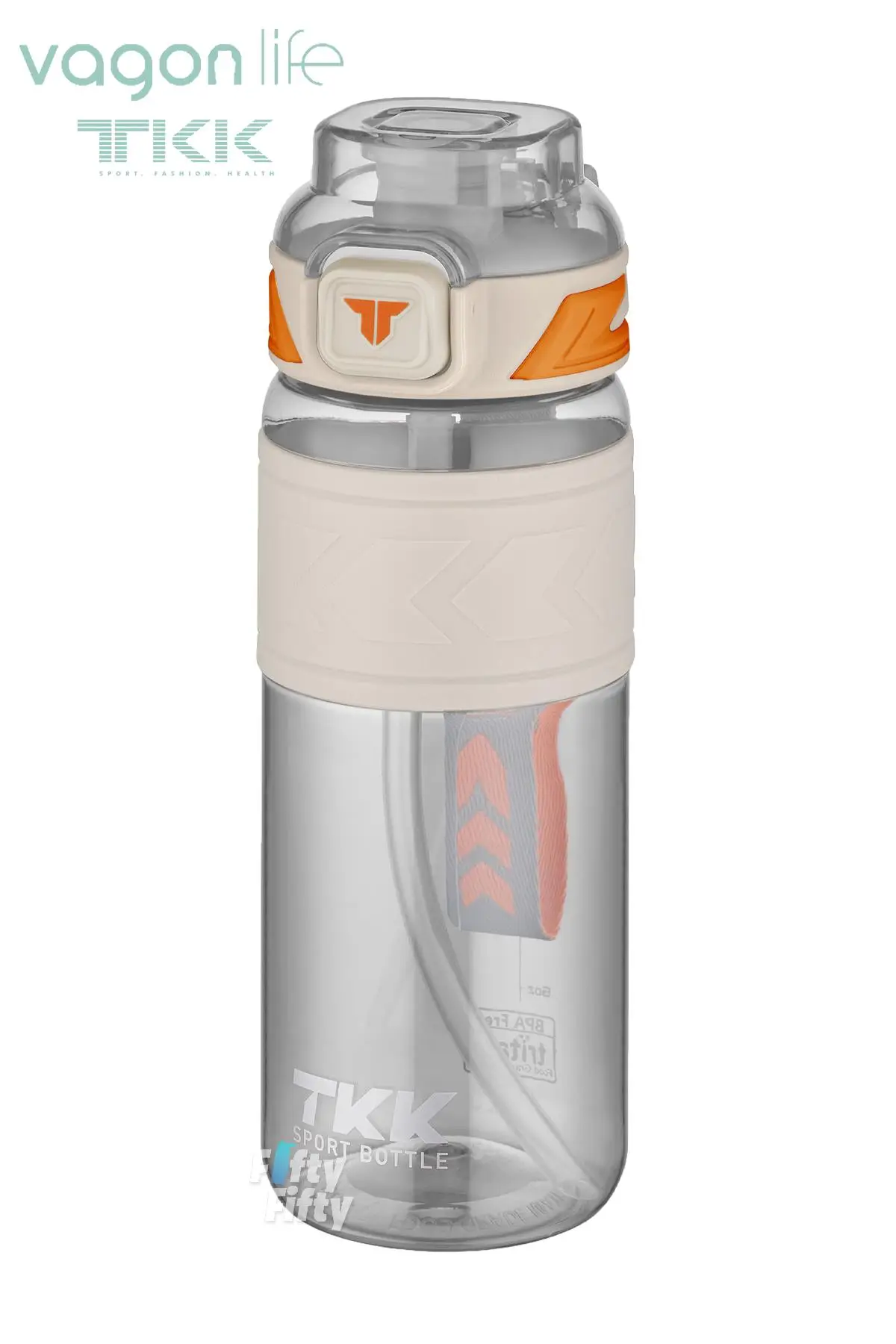 TKK 800 ML Çift Kullanım Pipetli/Rahat içim Bpa İçermeyen Taşıma Askılı Tritan Su Matarası FFTKK1020-800ML - Beyaz