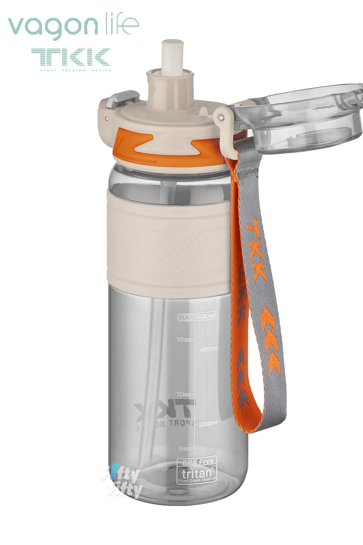 TKK 800 ML Çift Kullanım Pipetli/Rahat içim Bpa İçermeyen Taşıma Askılı Tritan Su Matarası FFTKK1020-800ML