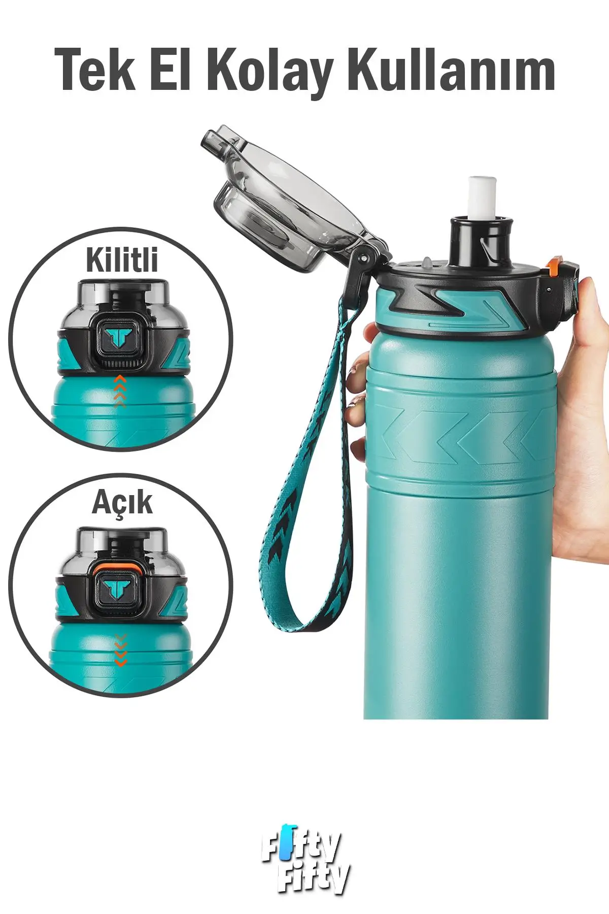 TKK 900 ML Çelik Termos Çift Kullanım Pipetli/Rahat İçim -12/24 Sıcak-Soğuk- Yalıtım -TKK2025900ML