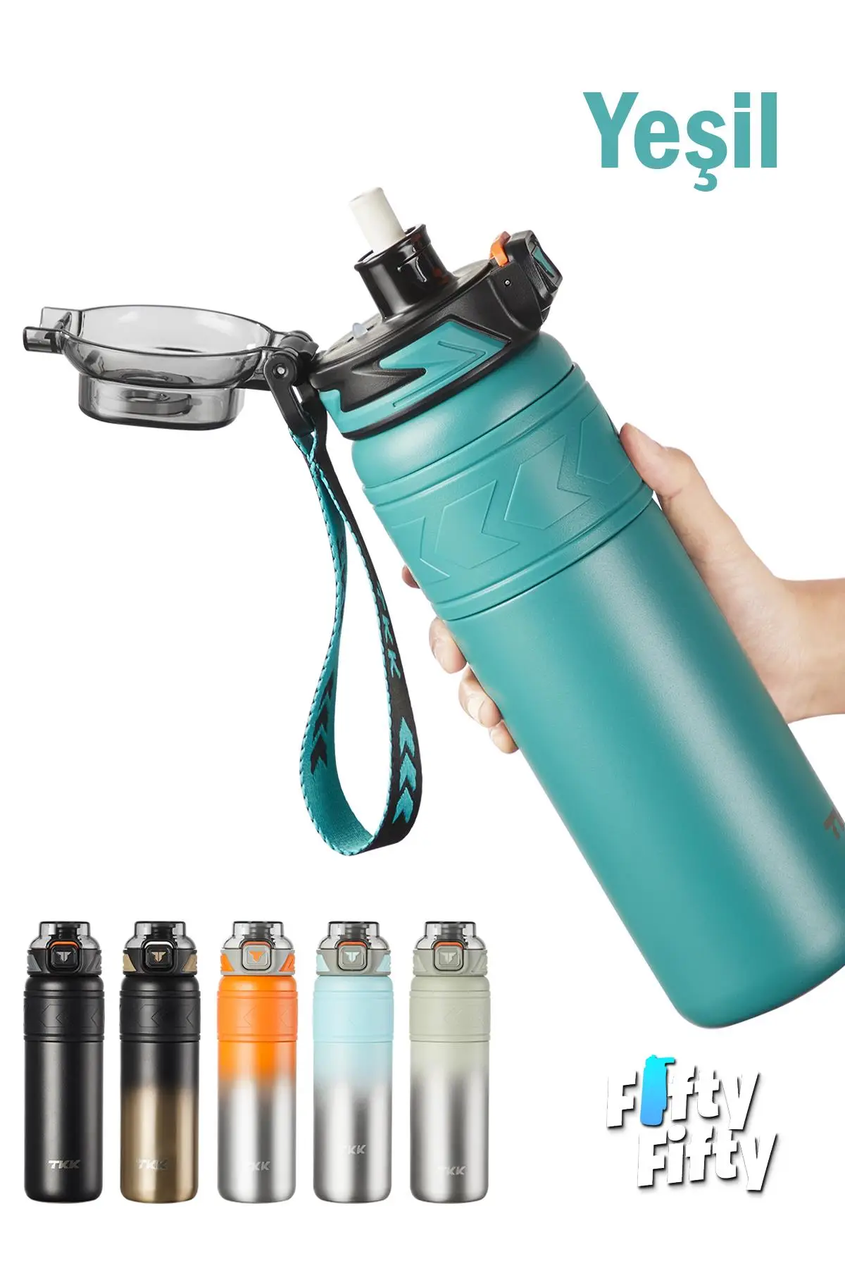TKK 900 ML Çelik Termos Çift Kullanım Pipetli/Rahat İçim -12/24 Sıcak-Soğuk- Yalıtım -TKK2025900ML