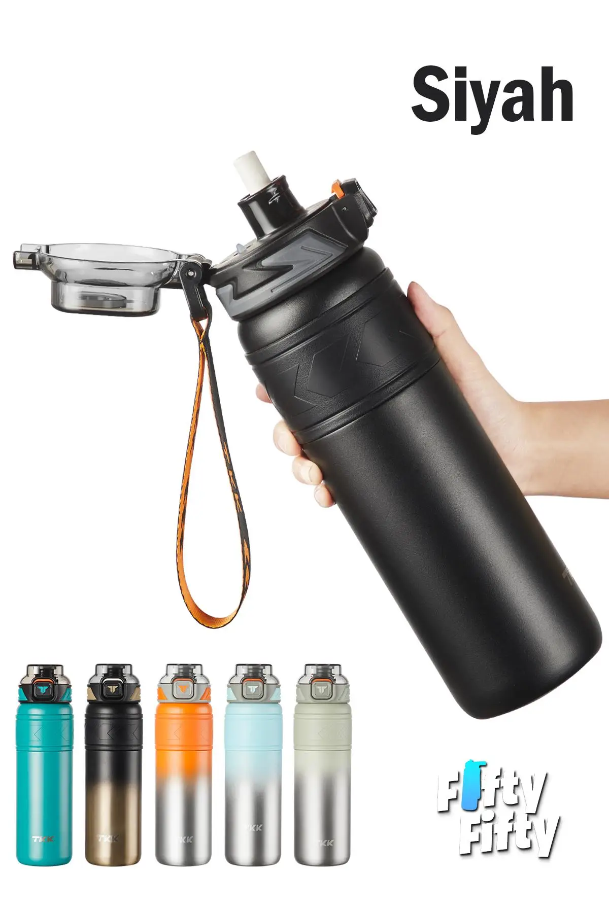 TKK 900 ML Çelik Termos Çift Kullanım Pipetli/Rahat İçim -12/24 Sıcak-Soğuk- Yalıtım -TKK2025900ML