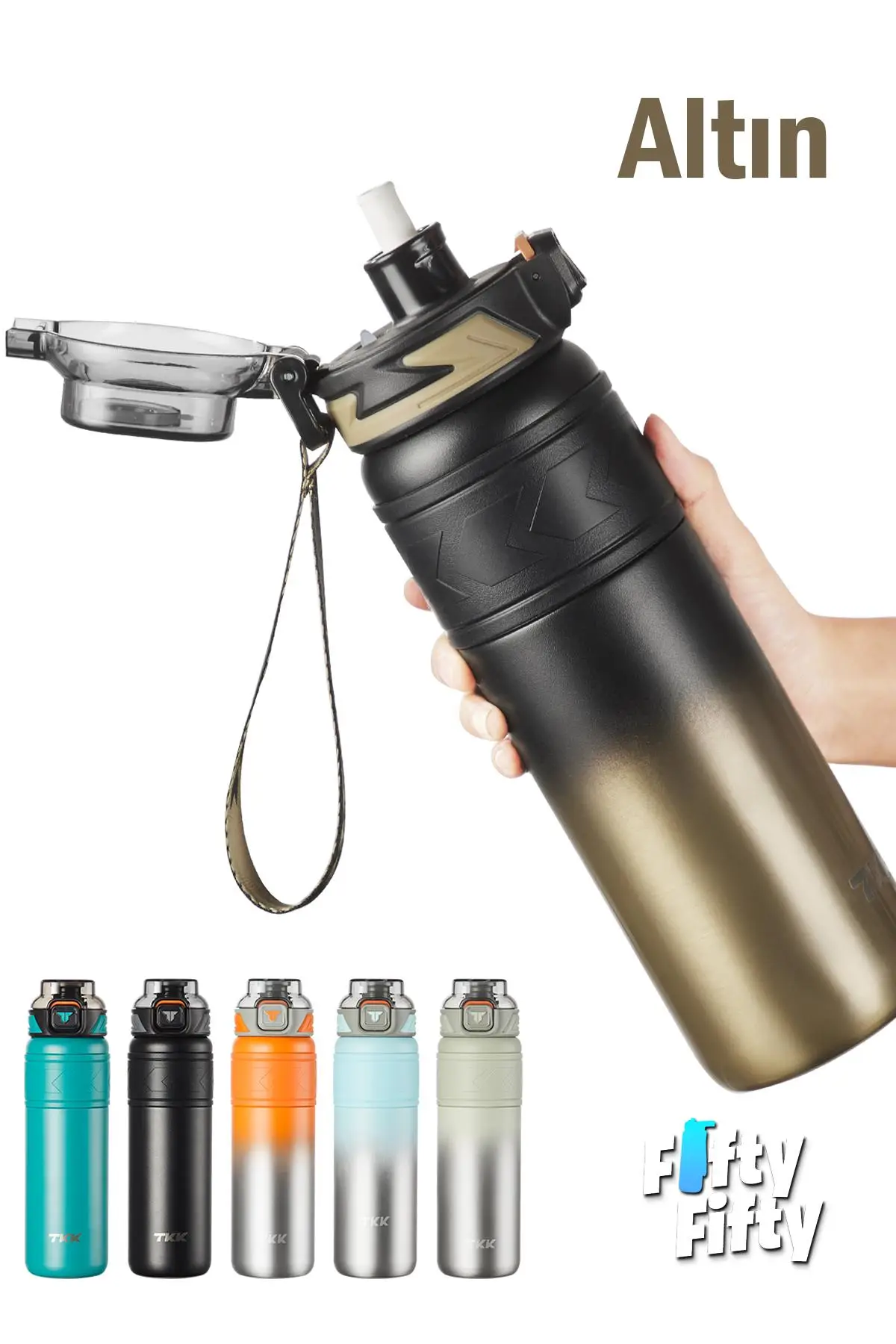 TKK 900 ML Çelik Termos Çift Kullanım Pipetli/Rahat İçim -12/24 Sıcak-Soğuk- Yalıtım -TKK2025900ML
