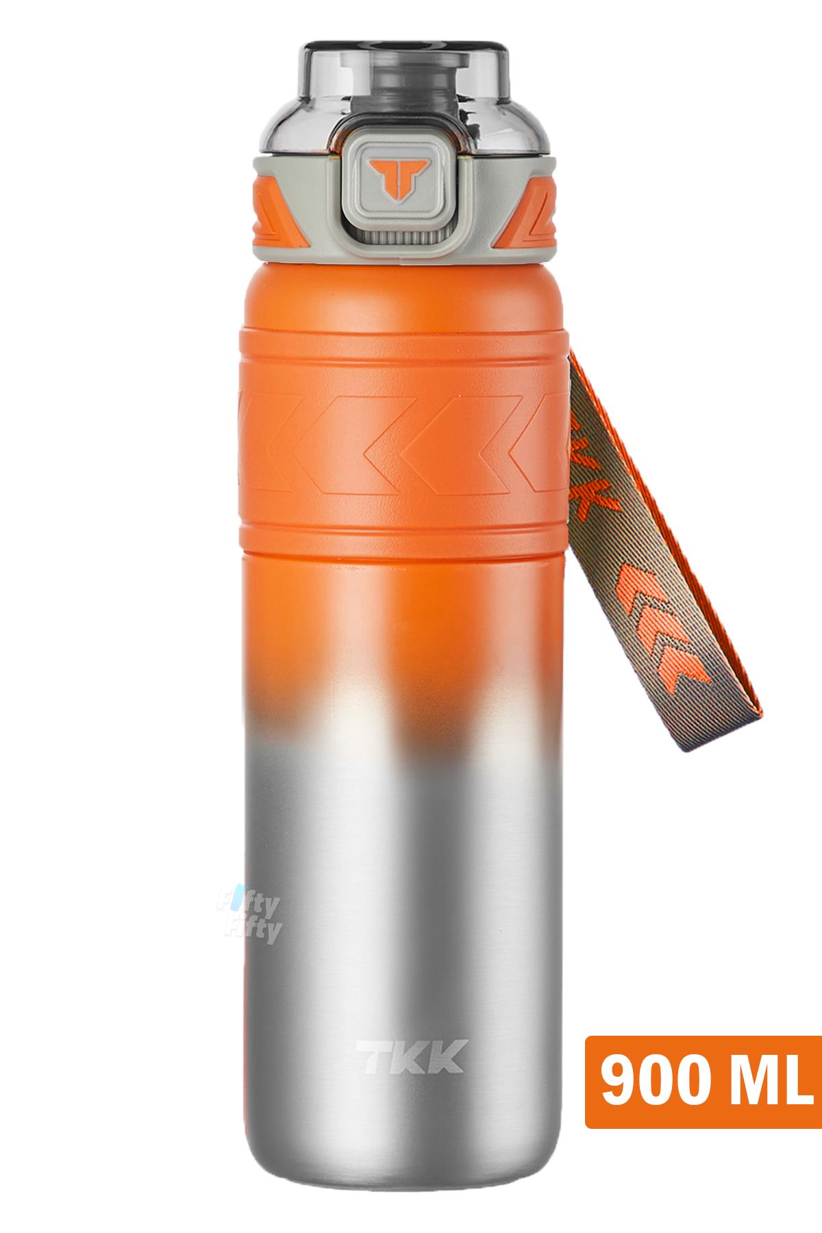 TKK 900 ML Çelik Termos Çift Kullanım Pipetli/Rahat İçim -12/24 Sıcak-Soğuk- Yalıtım -TKK2025900ML - Turuncu