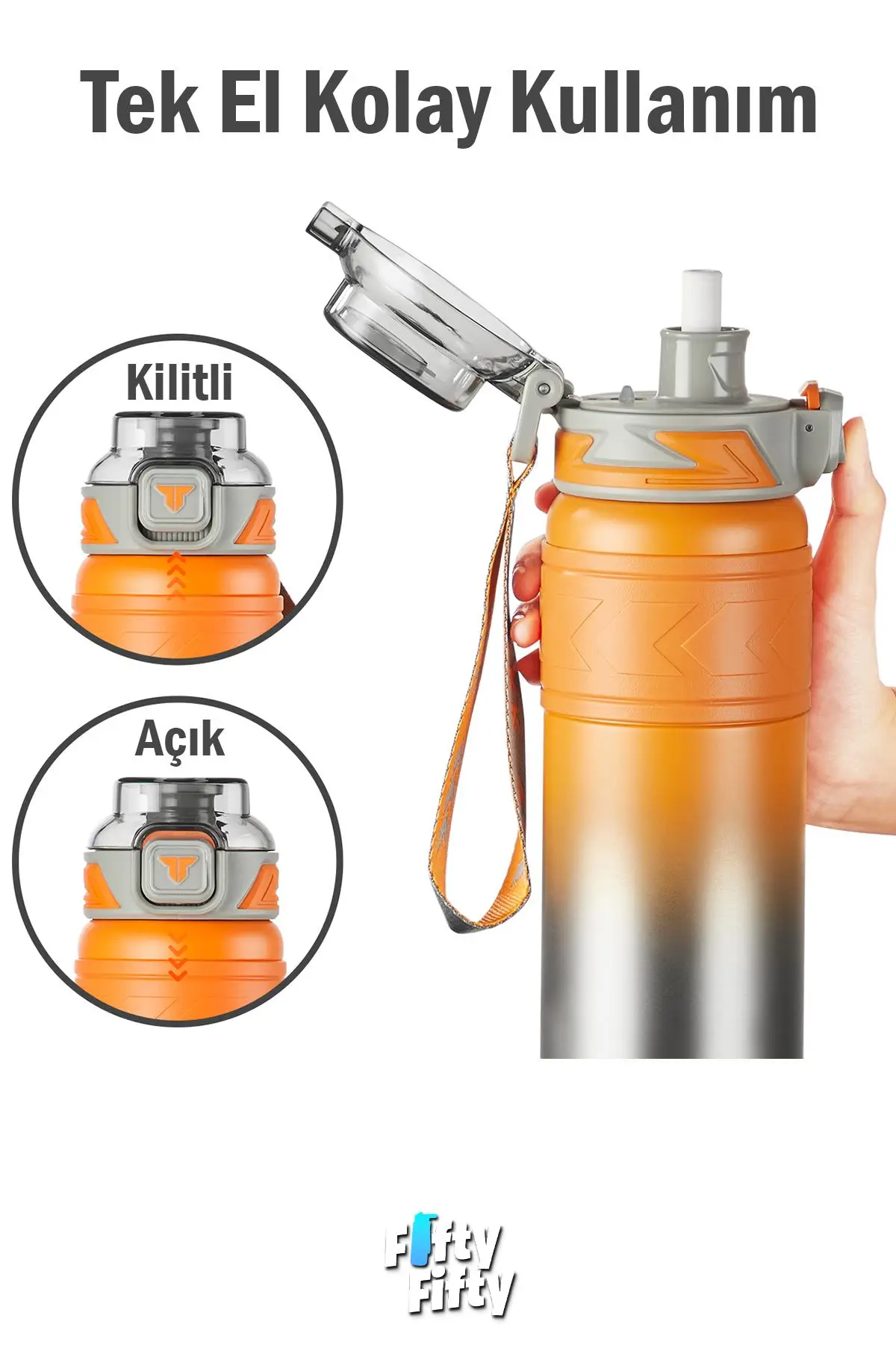 TKK 900 ML Çelik Termos Çift Kullanım Pipetli/Rahat İçim -12/24 Sıcak-Soğuk- Yalıtım -TKK2025900ML