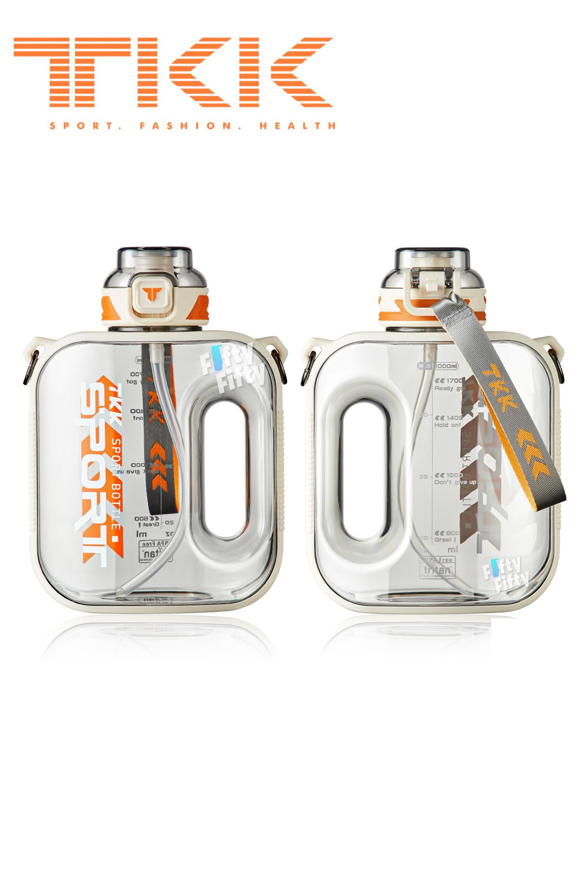 TKK 1000 ML Çift Kullanım Pipetli/Rahat içim Bpa İçermeyen Askılı Tritan Su Matarası FFTKK1022-1000