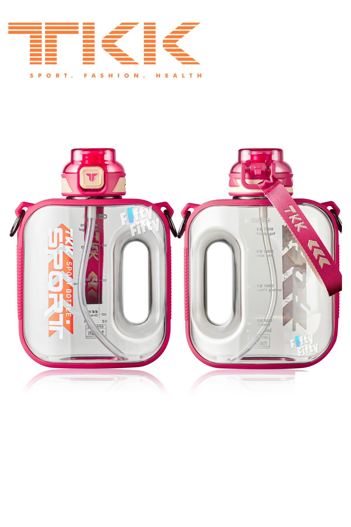 TKK 1000 ML Çift Kullanım Pipetli/Rahat içim Bpa İçermeyen Askılı Tritan Su Matarası FFTKK1022-1000