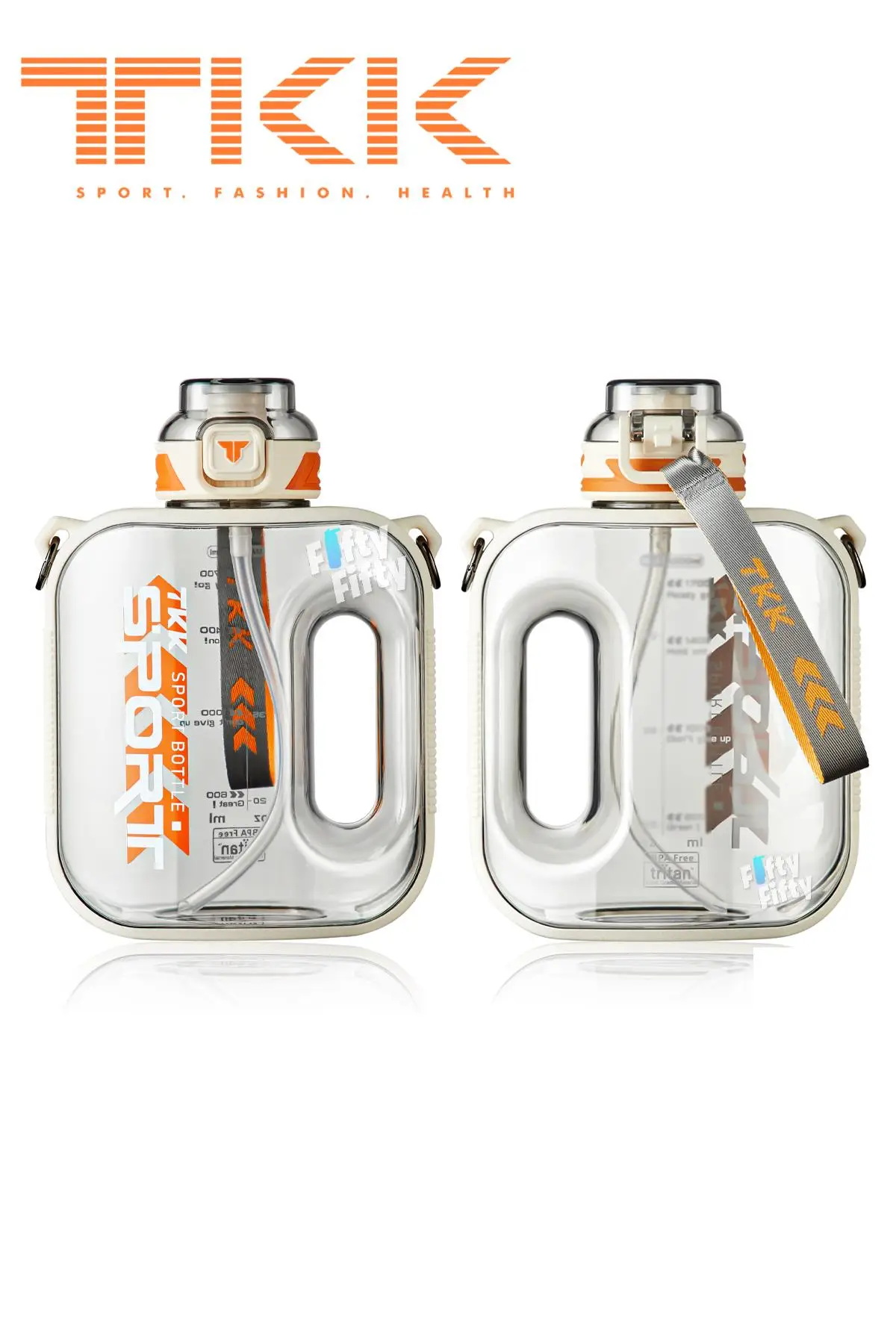 TKK 1600 ML Çift Kullanım Pipetli/Rahat içim Bpa İçermeyen Askılı Tritan Su Matarası FFTKK1022-1600