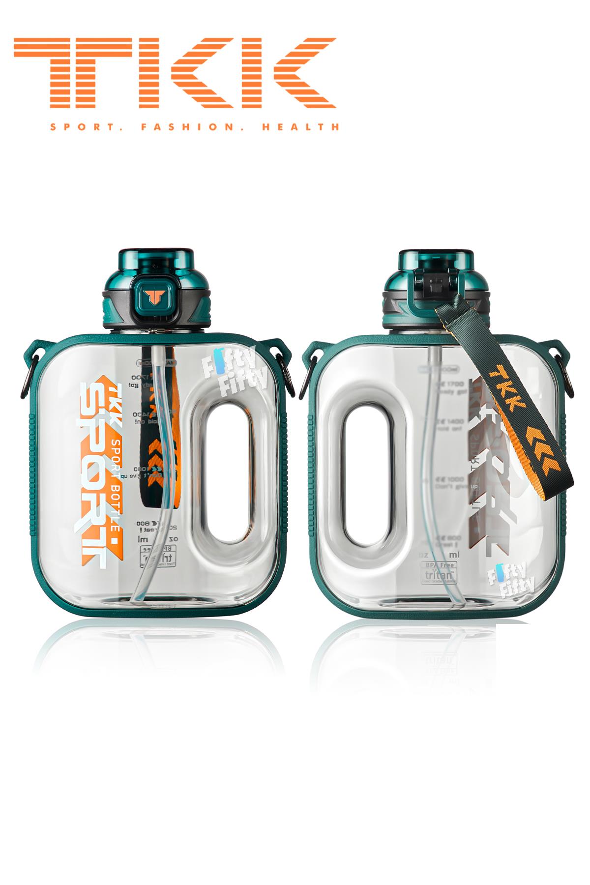 TKK 1600 ML Çift Kullanım Pipetli/Rahat içim Bpa İçermeyen Askılı Tritan Su Matarası FFTKK1022-1600