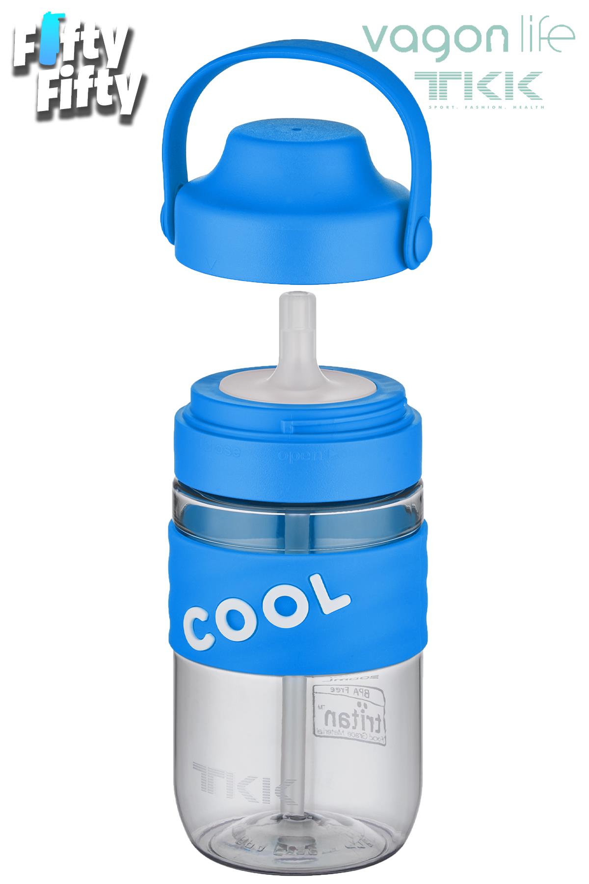 TKK 550 ML Pipetli(Isırılması güç) Taşıma kulplu Bpa İçermeyen Tritan Su Matarası COOL-550