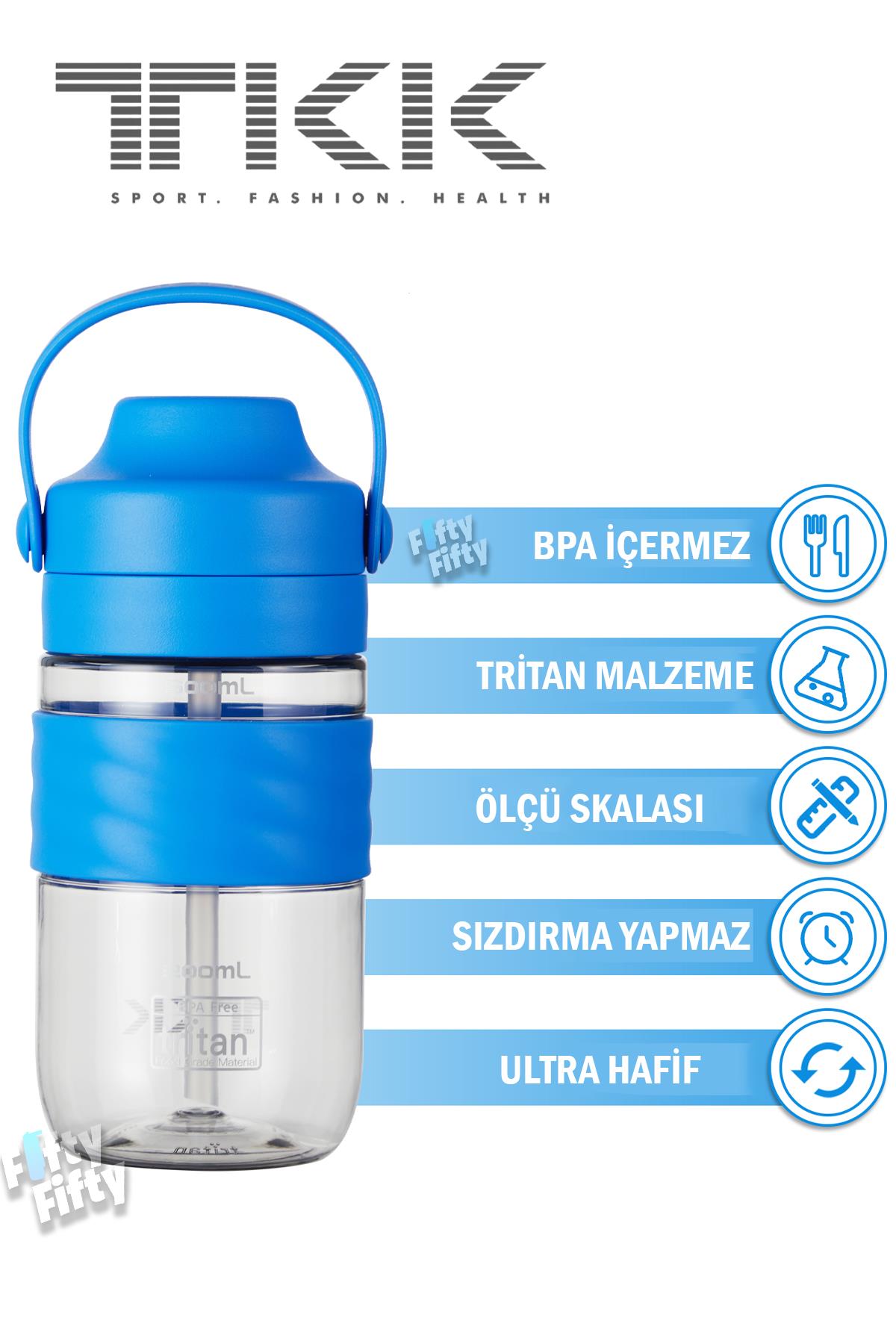 TKK 550 ML Pipetli(Isırılması güç) Taşıma kulplu Bpa İçermeyen Tritan Su Matarası COOL-550