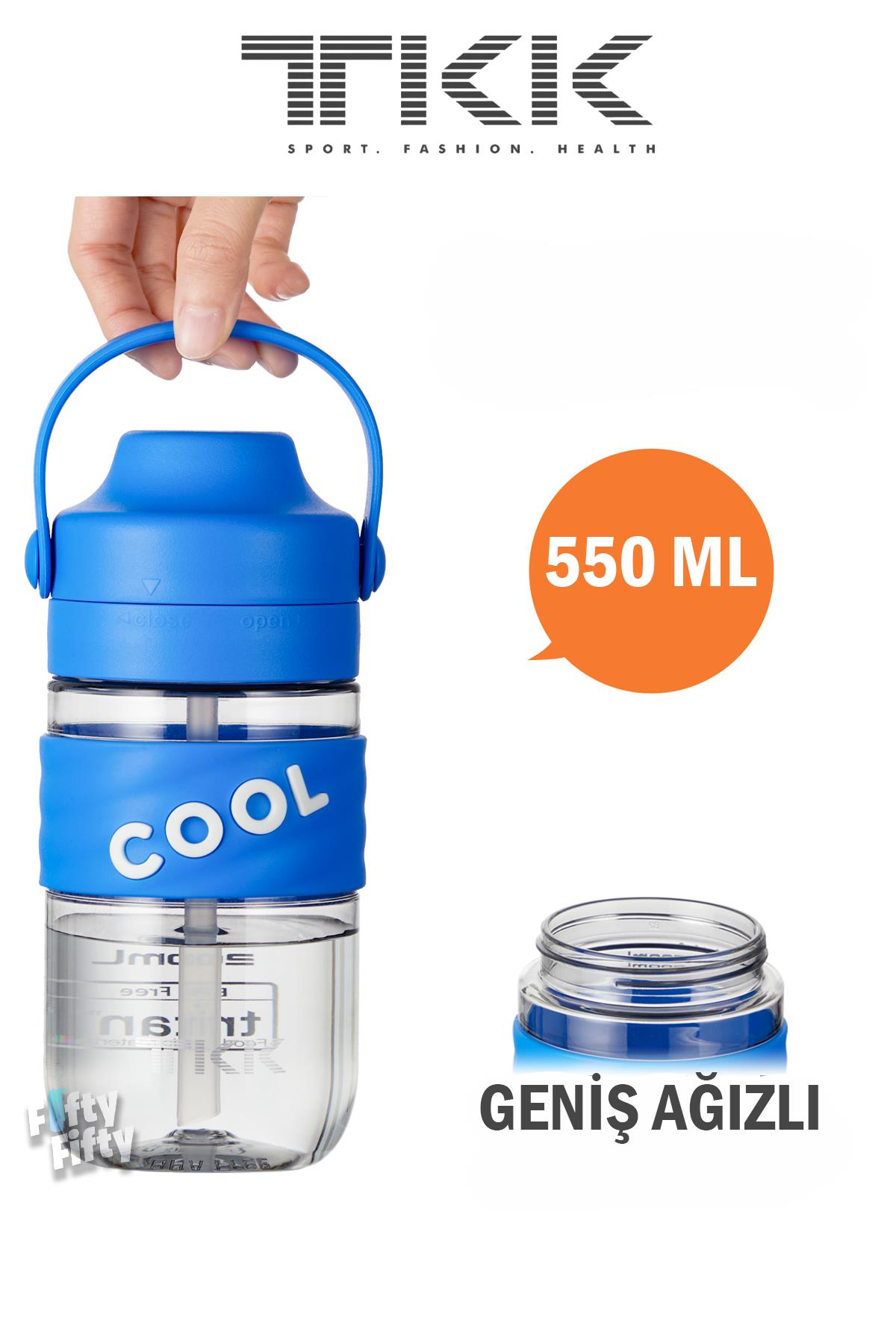TKK 550 ML Pipetli(Isırılması güç) Taşıma kulplu Bpa İçermeyen Tritan Su Matarası COOL-550