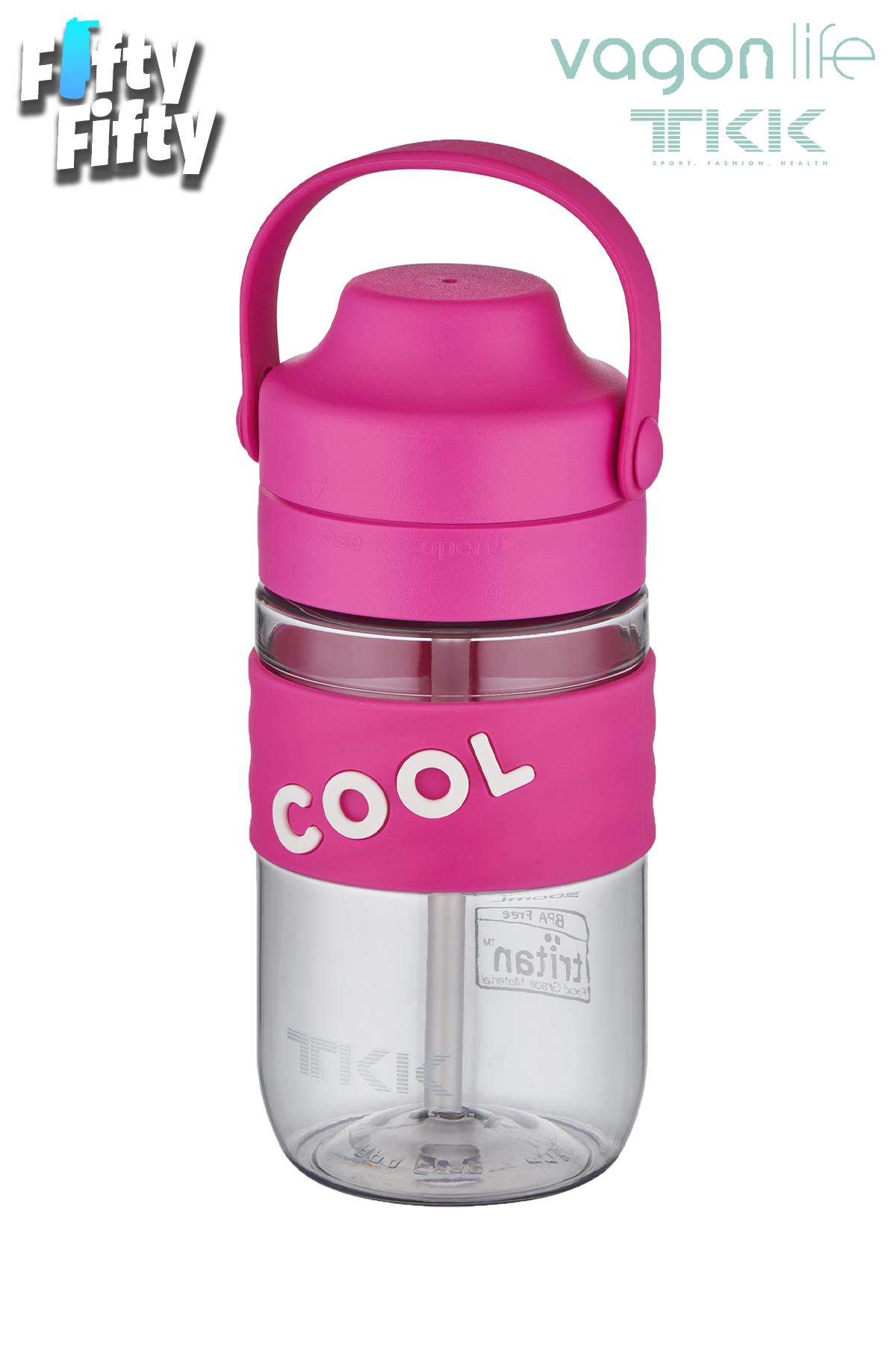 TKK 550 ML Pipetli(Isırılması güç) Taşıma kulplu Bpa İçermeyen Tritan Su Matarası COOL-550