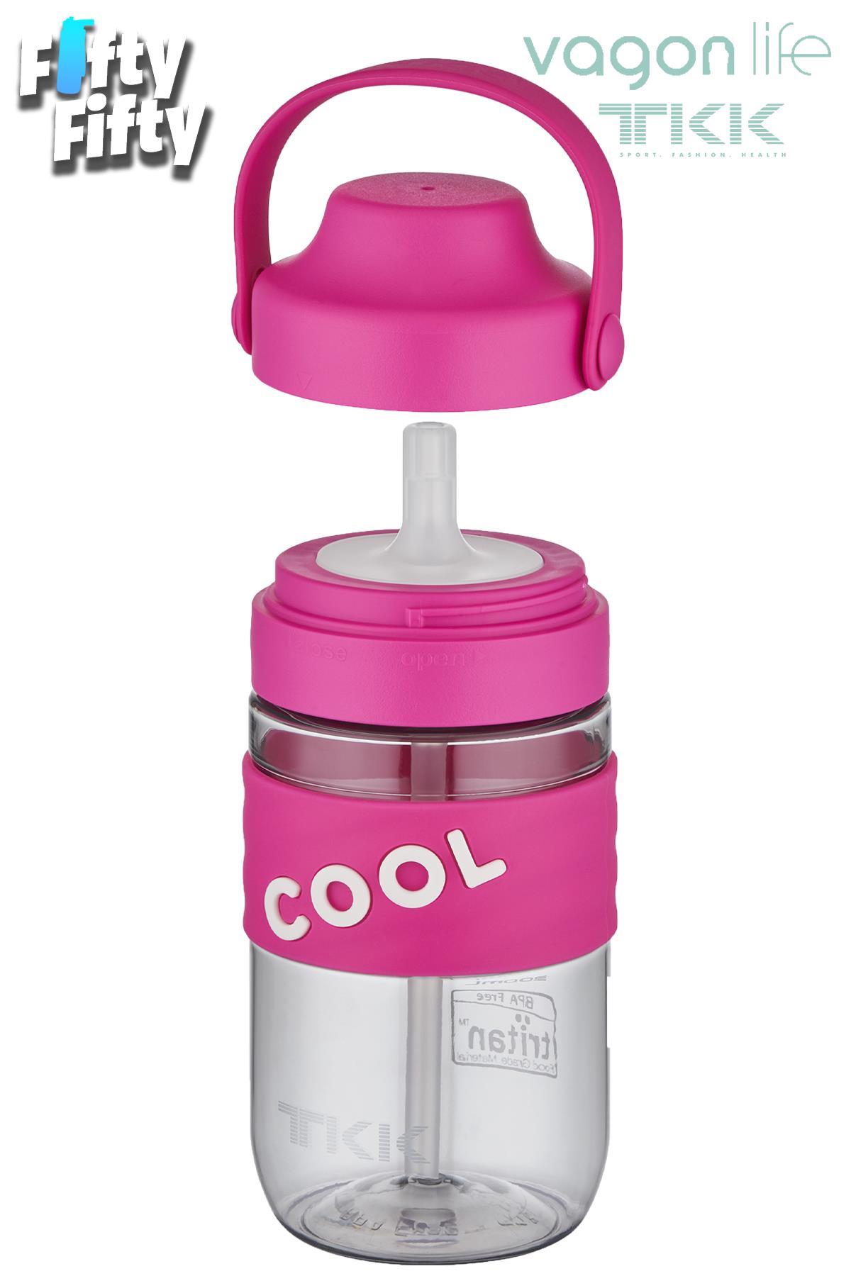 TKK 550 ML Pipetli(Isırılması güç) Taşıma kulplu Bpa İçermeyen Tritan Su Matarası COOL-550