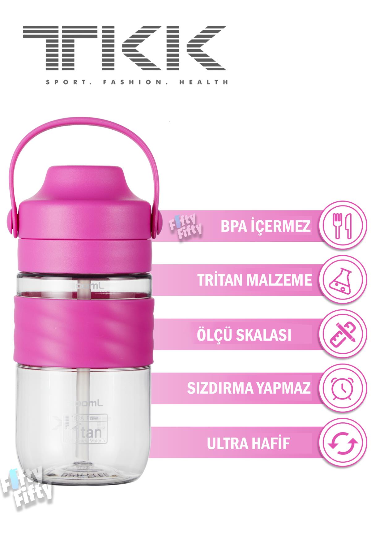 TKK 550 ML Pipetli(Isırılması güç) Taşıma kulplu Bpa İçermeyen Tritan Su Matarası COOL-550