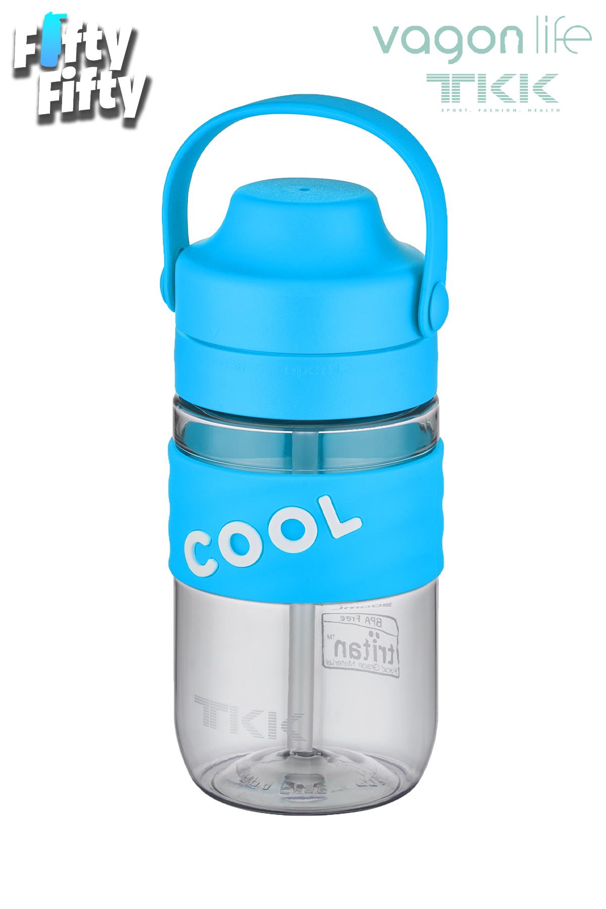 TKK 550 ML Pipetli(Isırılması güç) Taşıma kulplu Bpa İçermeyen Tritan Su Matarası COOL-550