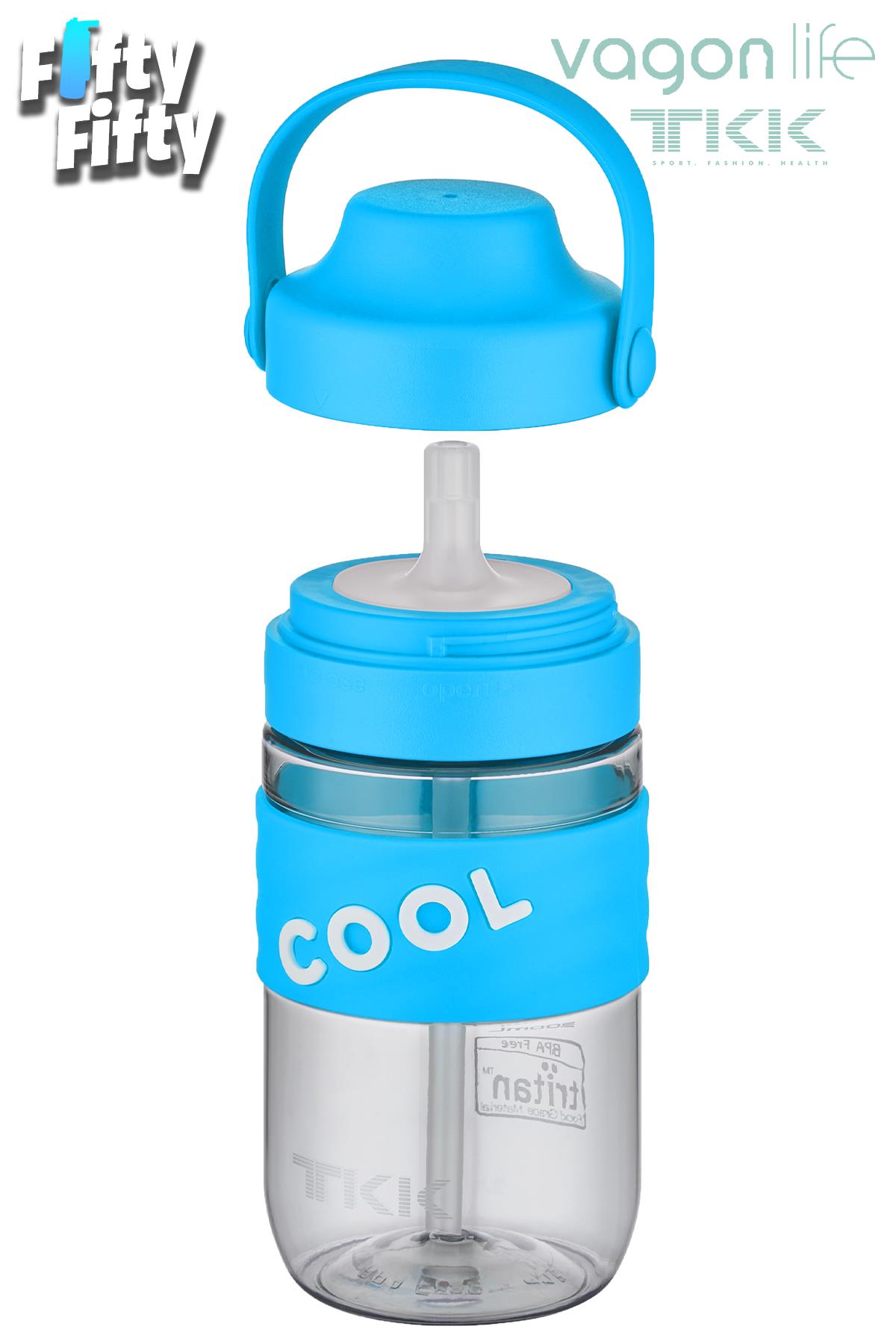TKK 550 ML Pipetli(Isırılması güç) Taşıma kulplu Bpa İçermeyen Tritan Su Matarası COOL-550