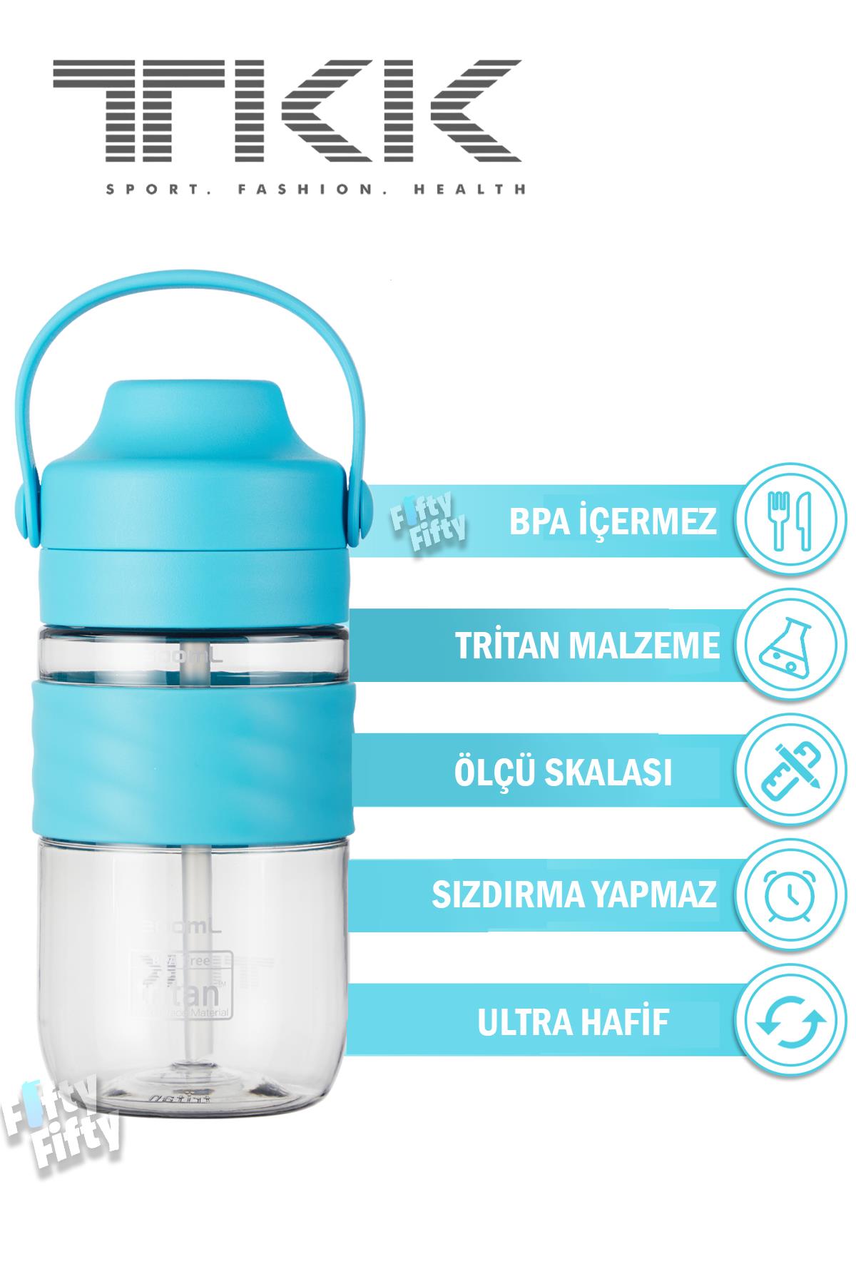 TKK 550 ML Pipetli(Isırılması güç) Taşıma kulplu Bpa İçermeyen Tritan Su Matarası COOL-550