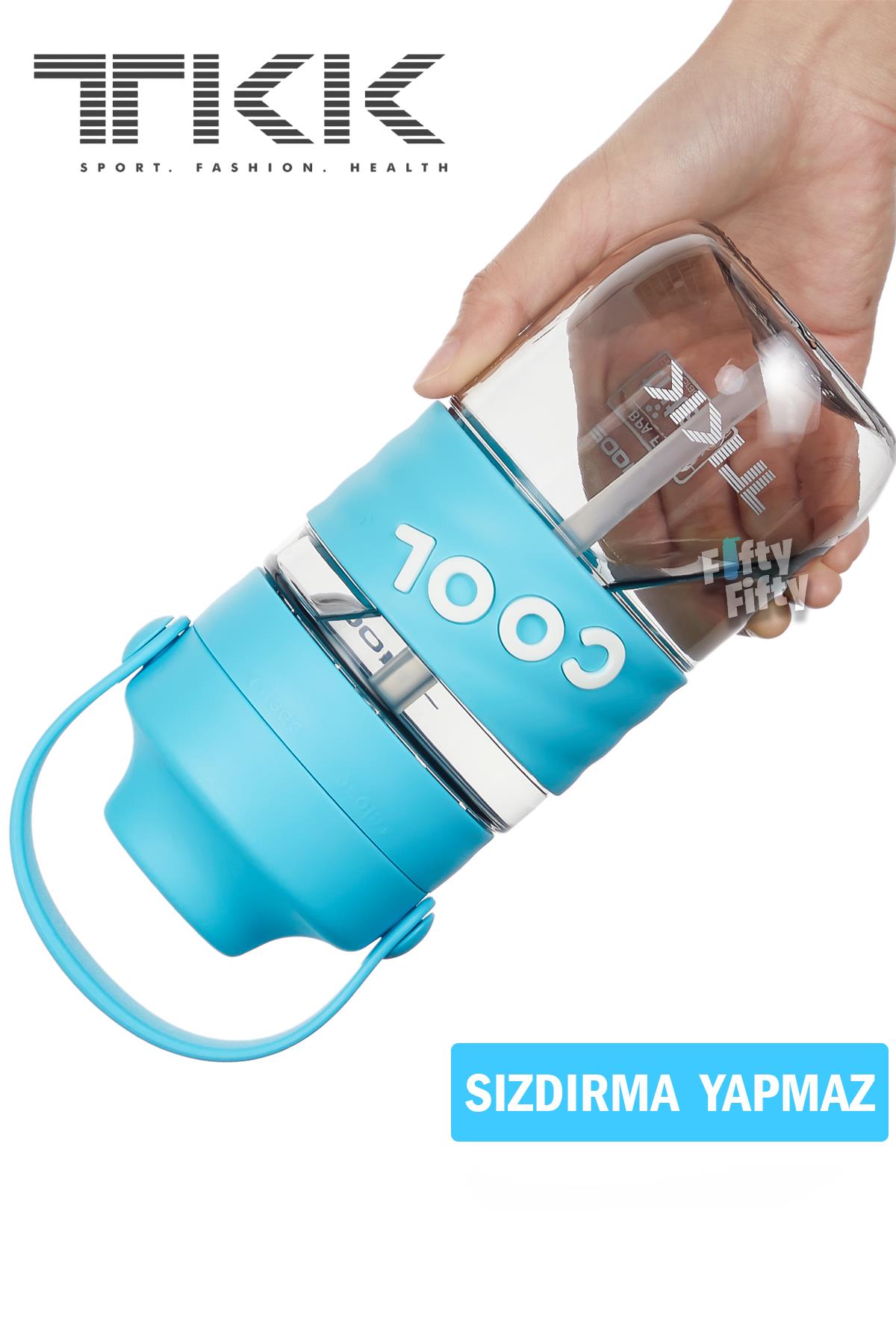 TKK 550 ML Pipetli(Isırılması güç) Taşıma kulplu Bpa İçermeyen Tritan Su Matarası COOL-550