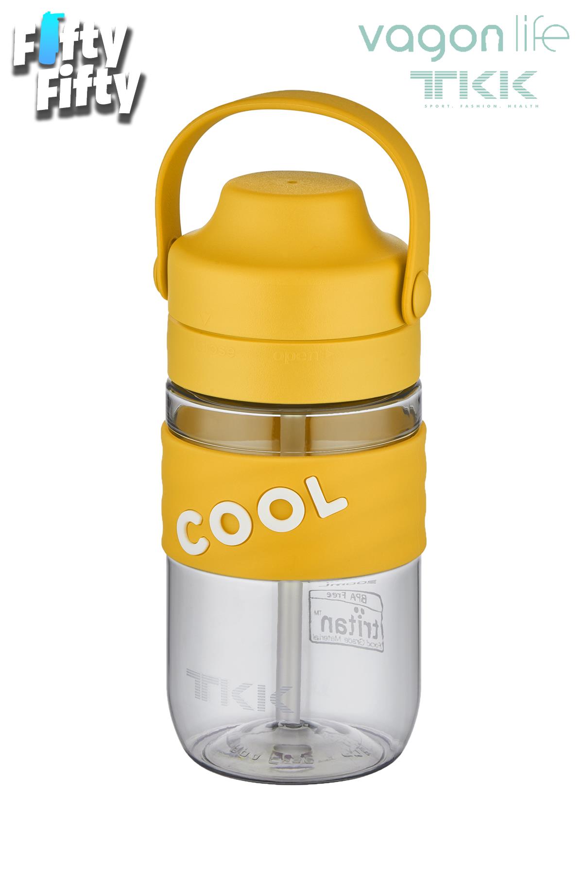 TKK 550 ML Pipetli(Isırılması güç) Taşıma kulplu Bpa İçermeyen Tritan Su Matarası COOL-550