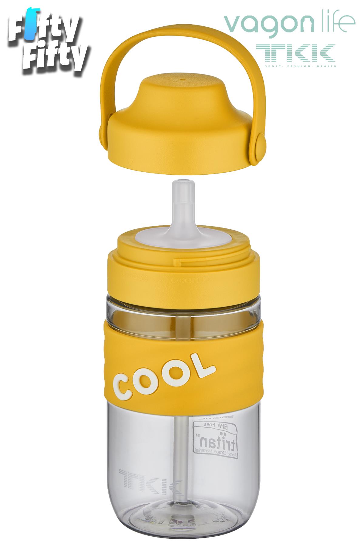 TKK 550 ML Pipetli(Isırılması güç) Taşıma kulplu Bpa İçermeyen Tritan Su Matarası COOL-550