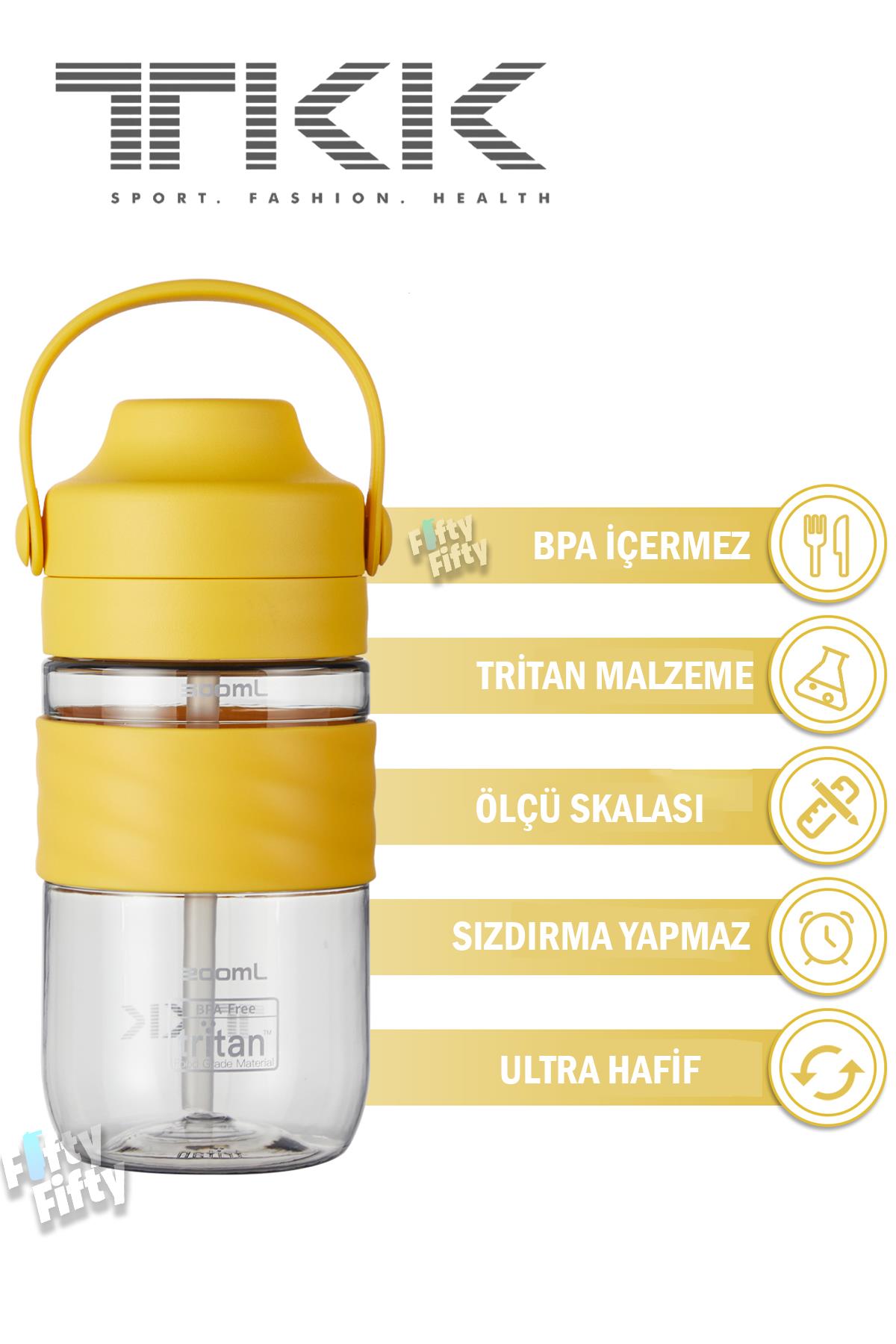 TKK 550 ML Pipetli(Isırılması güç) Taşıma kulplu Bpa İçermeyen Tritan Su Matarası COOL-550