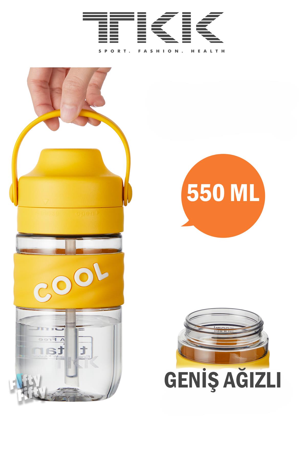 TKK 550 ML Pipetli(Isırılması güç) Taşıma kulplu Bpa İçermeyen Tritan Su Matarası COOL-550