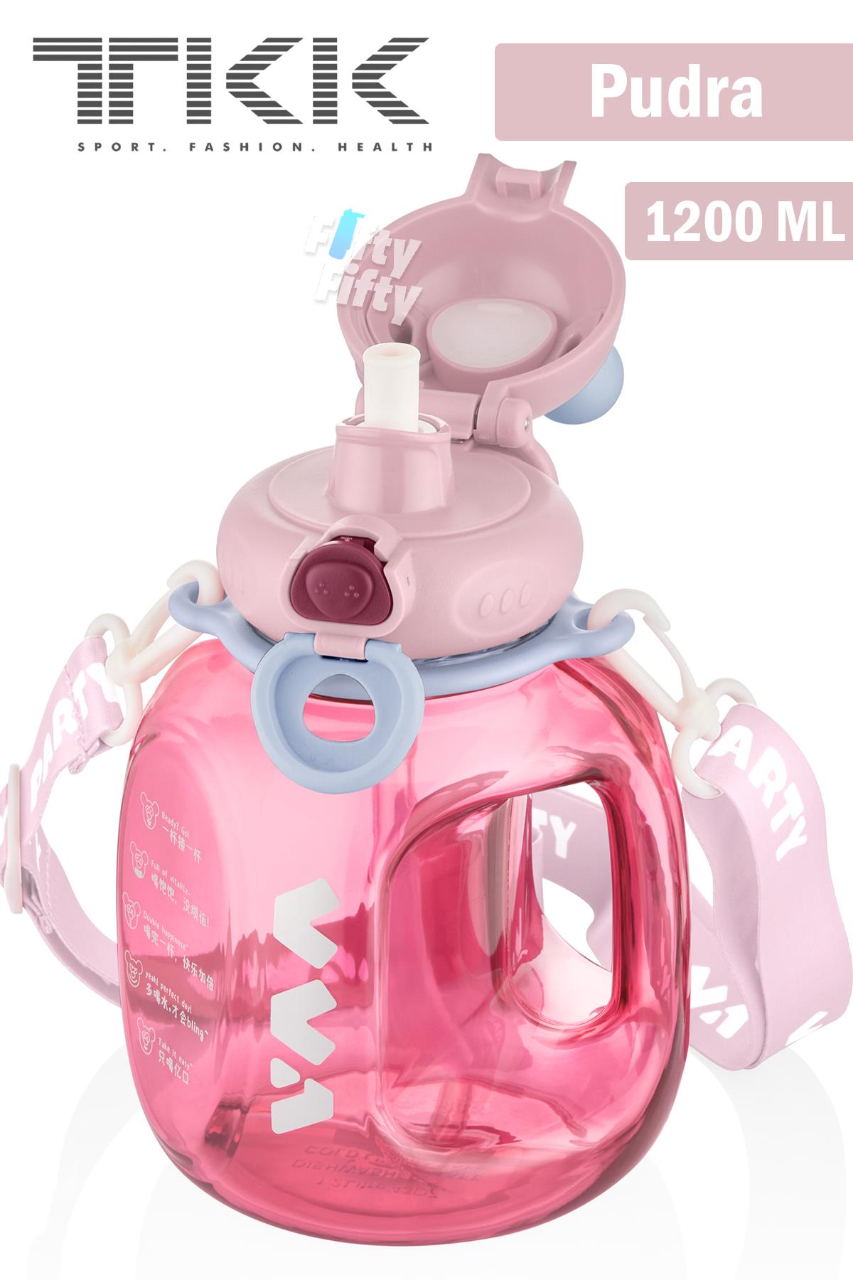 TKK VVA1200 ML Çift Kullanım Pipetli/Rahat içim Bpa İçermeyen Askılı Tritan Su Matarası FFTKK1002-1200ML