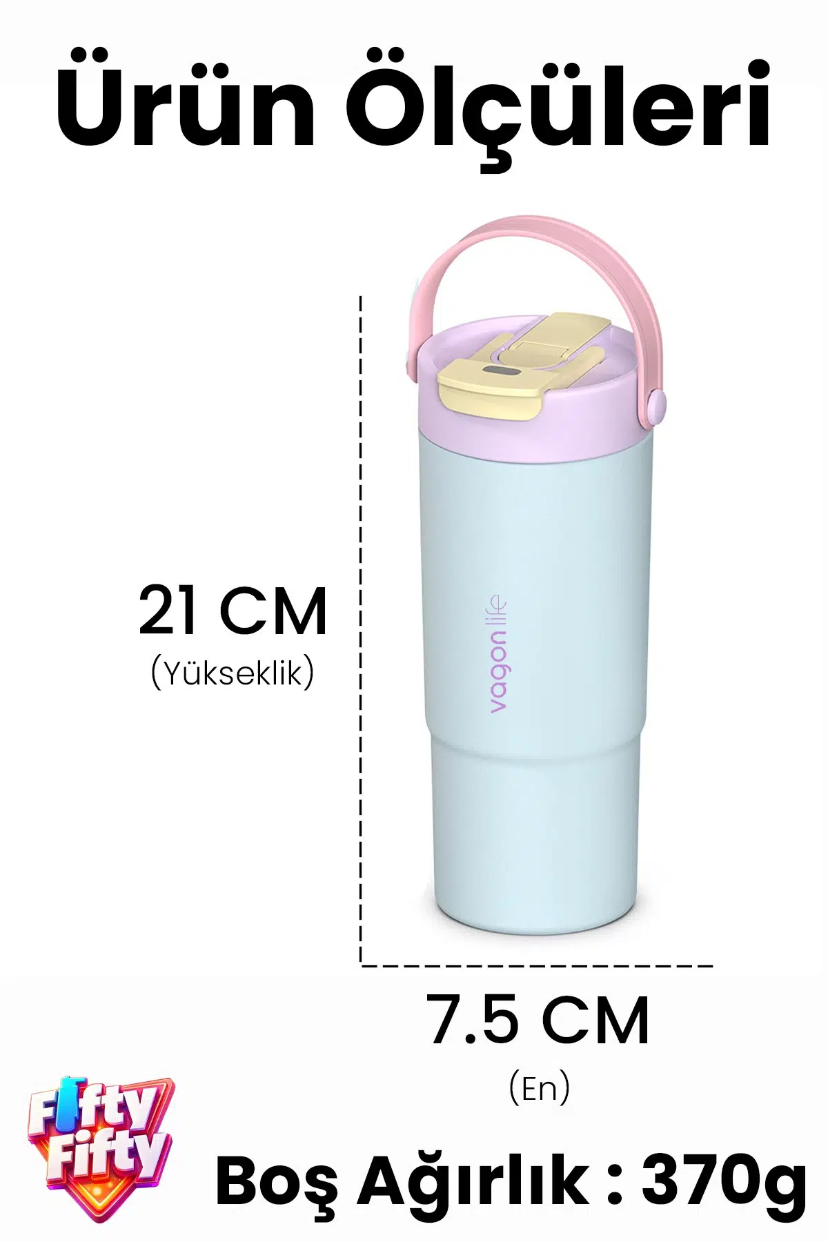 Tumbler Mug 660 ML Tek Kapak Çift Kullanım Pipetli Rahat İçim Kulplu Paslanmaz Çelik Termos 1102-660ML