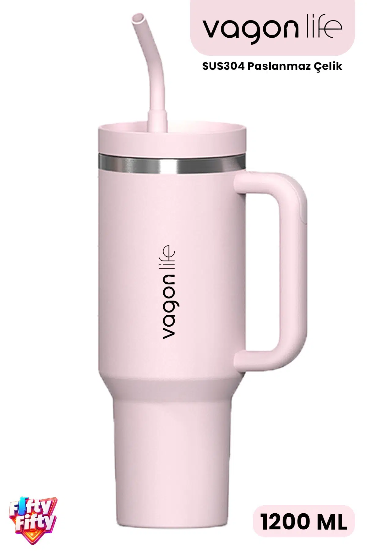 Tumbler Quencher Cup 1200 ML Pipetli Rahat İçim Kulplu SUS304 Paslanmaz Çelik 1.2L Termos 1103-1200ML